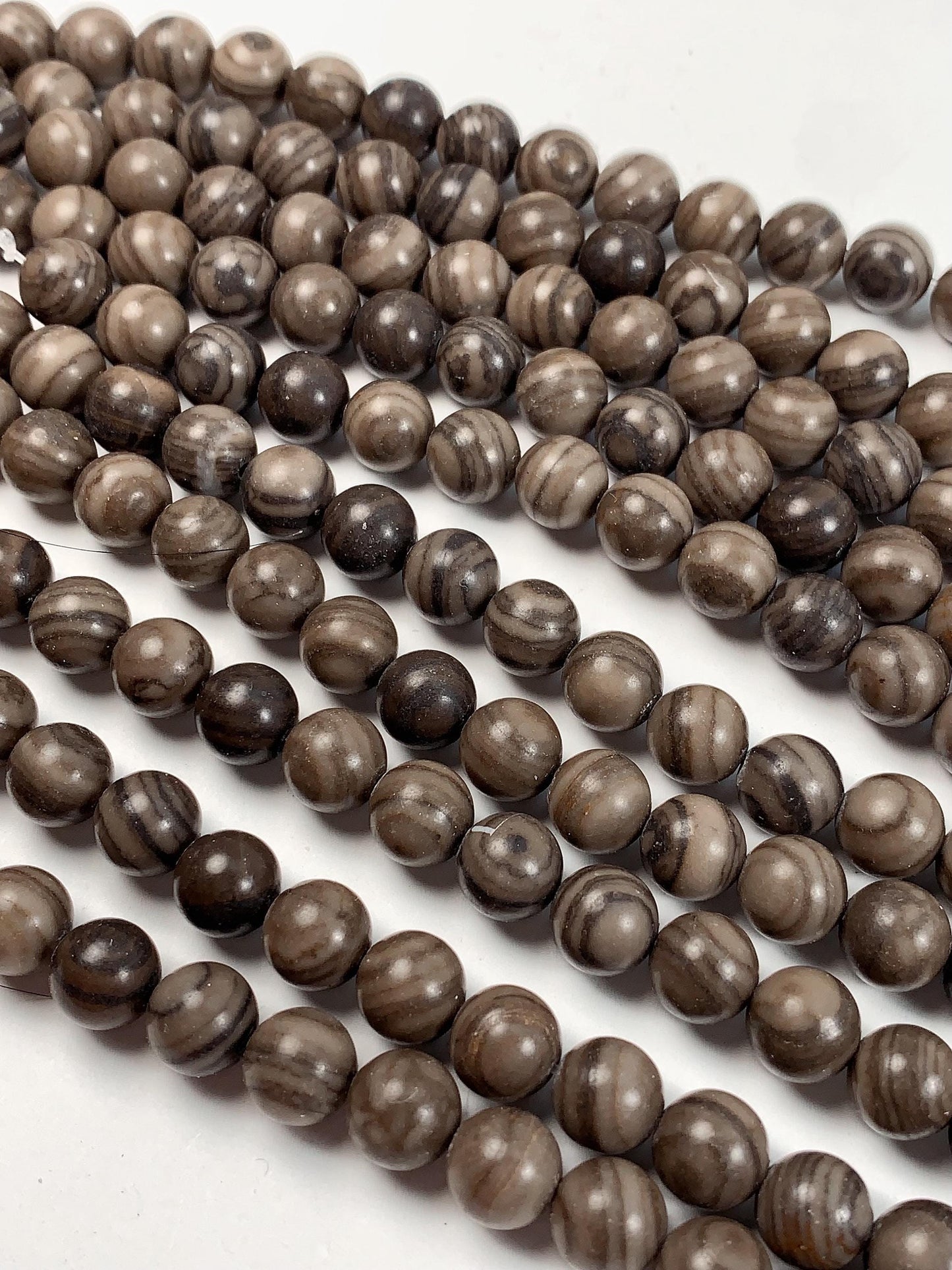 Natural Gray Brown Black Wood Grain Jasper Smooth Round Beads 15.5" Strand Gemstone 4mm 6mm 8mm 10mm 12mm