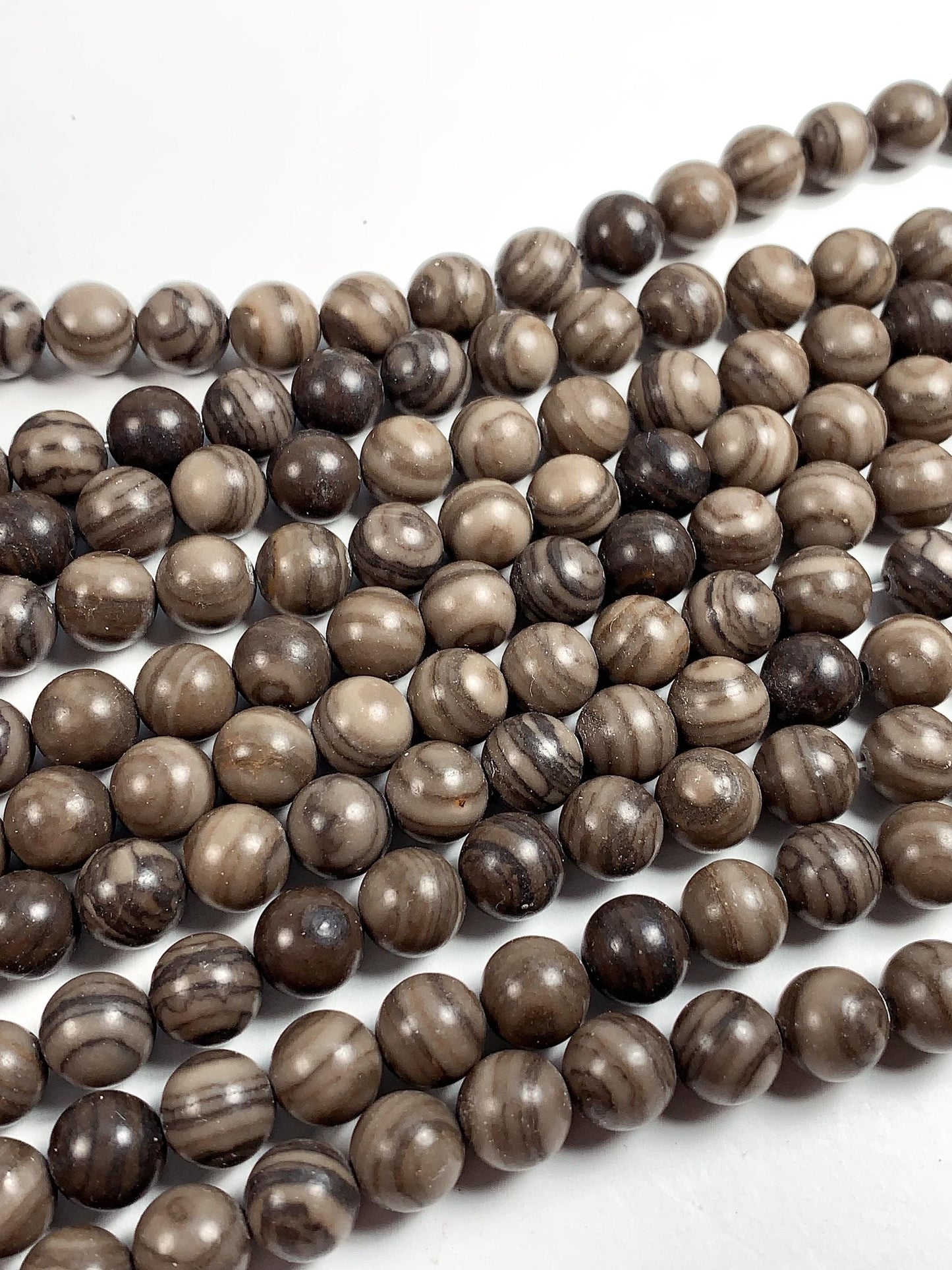 Natural Gray Brown Black Wood Grain Jasper Smooth Round Beads 15.5" Strand Gemstone 4mm 6mm 8mm 10mm 12mm