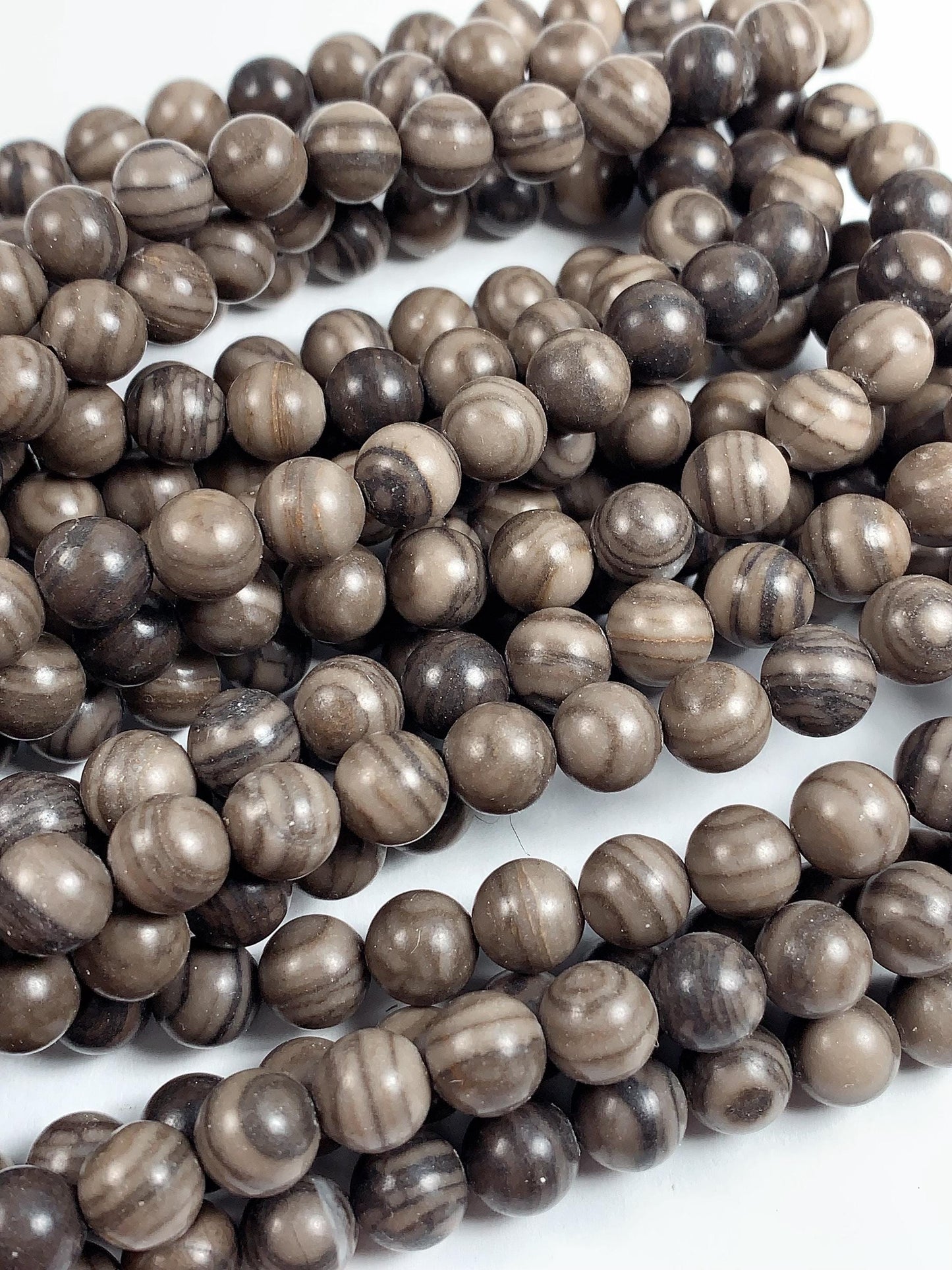 Natural Gray Brown Black Wood Grain Jasper Smooth Round Beads 15.5" Strand Gemstone 4mm 6mm 8mm 10mm 12mm