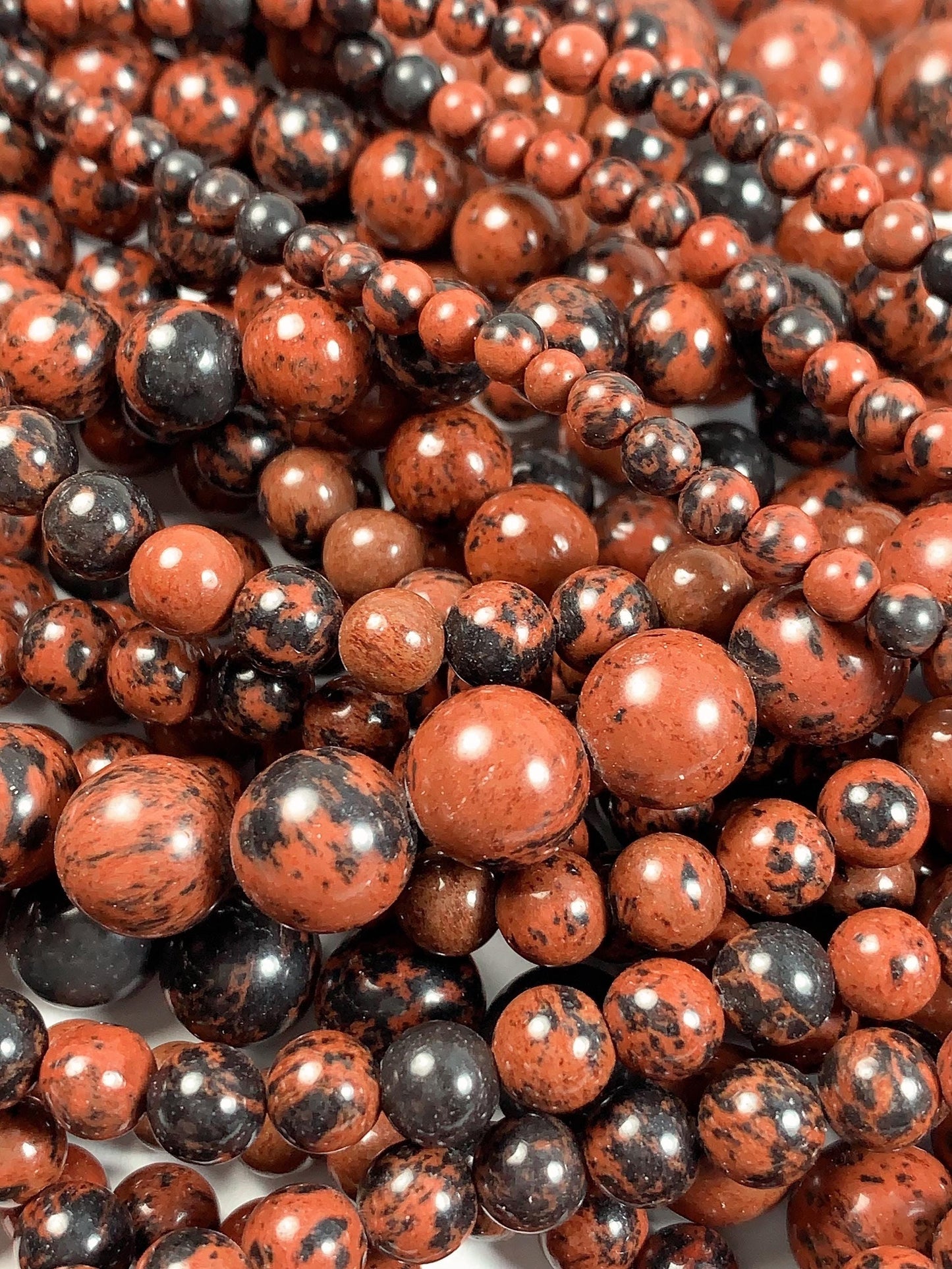Red Mahogany Obsidian Beads: AAA Grade Natural Gemstone, 15.5" Strand