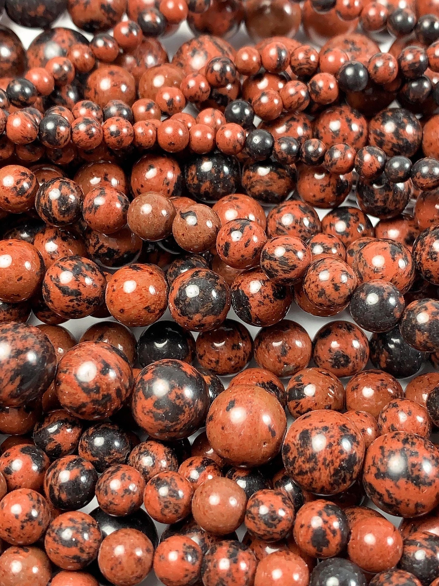 Red Mahogany Obsidian Beads: AAA Grade Natural Gemstone, 15.5" Strand