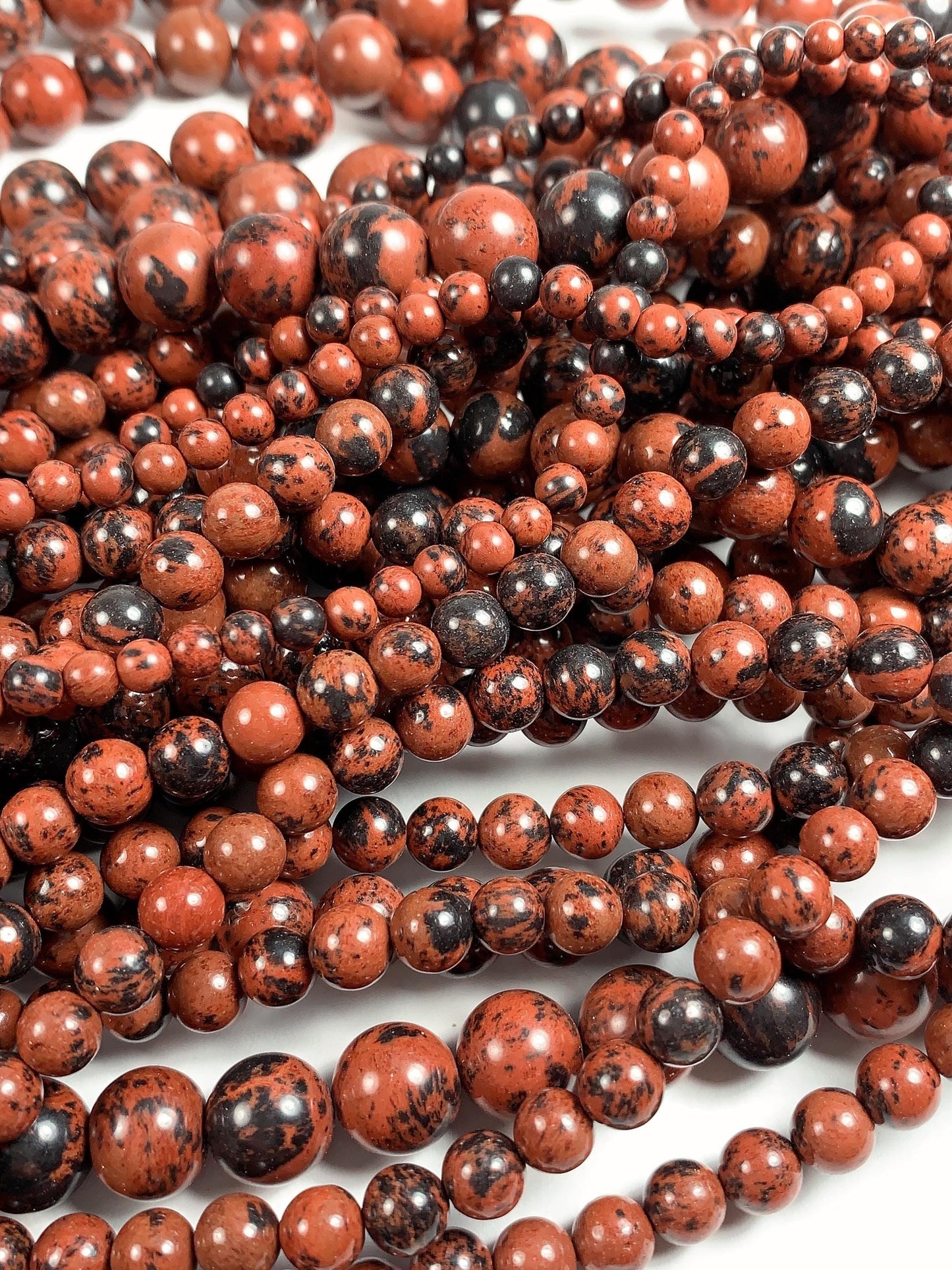 Red Mahogany Obsidian Beads: AAA Grade Natural Gemstone, 15.5" Strand