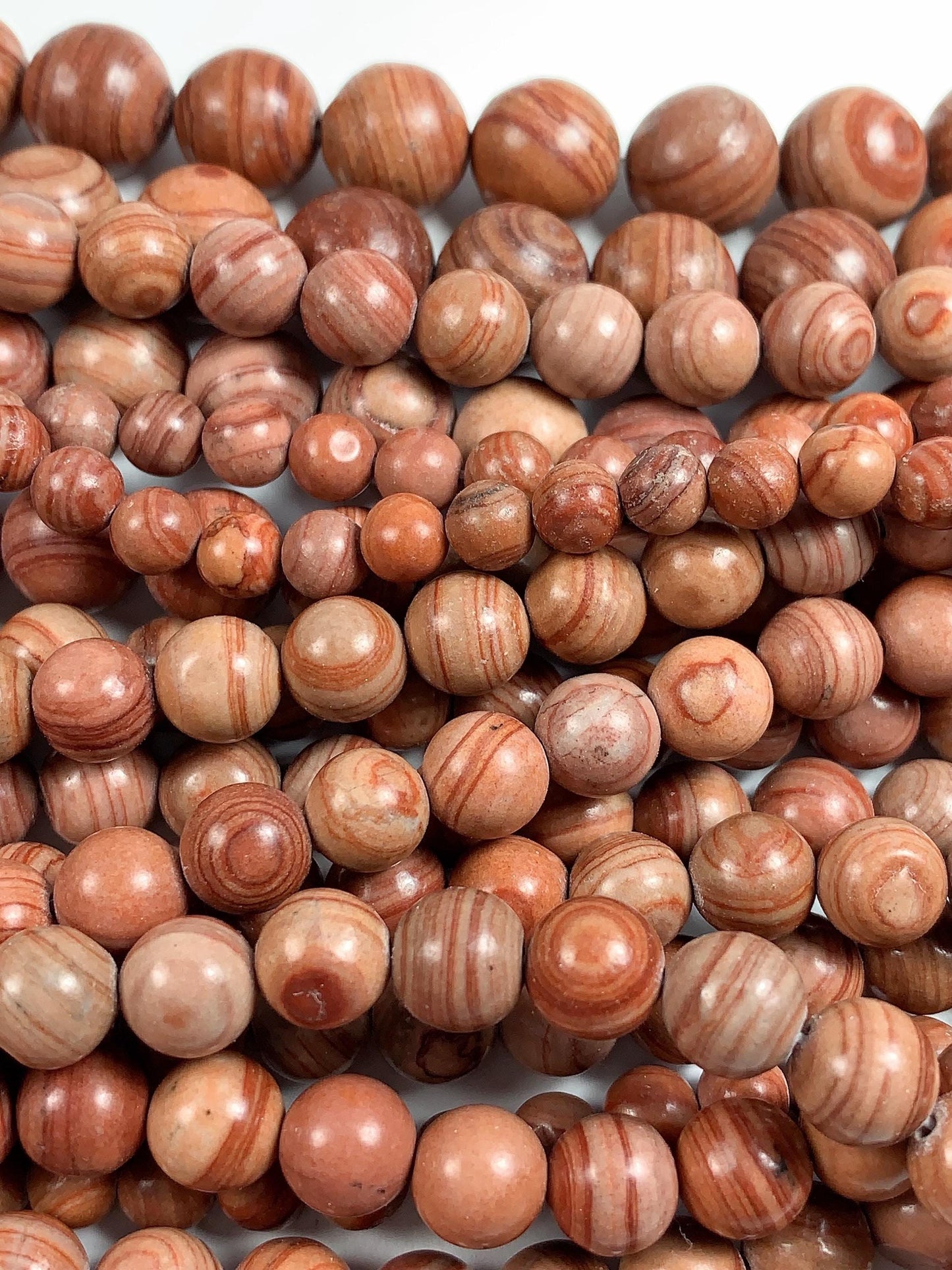 Red Wood Grain Jasper Beads: AAA Grade, Natural Gemstone, 15.5" Strand