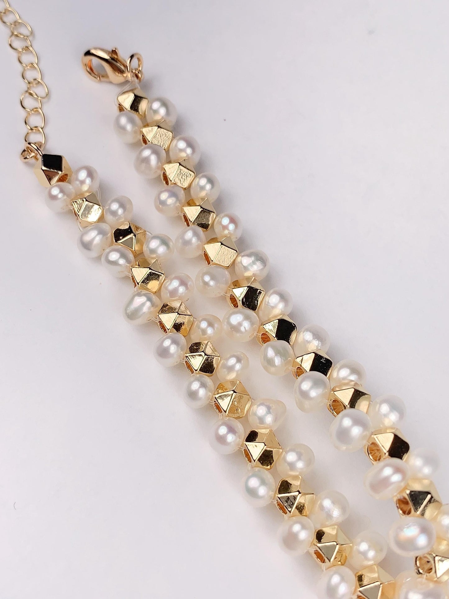 18k Gold Filled Freshwater Pearl Jewelry Set: Necklace, Bracelet & Earrings