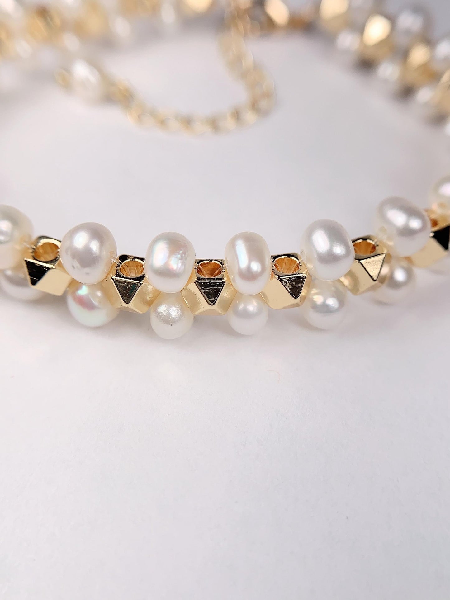 18k Gold Filled Freshwater Pearl Jewelry Set: Necklace, Bracelet & Earrings