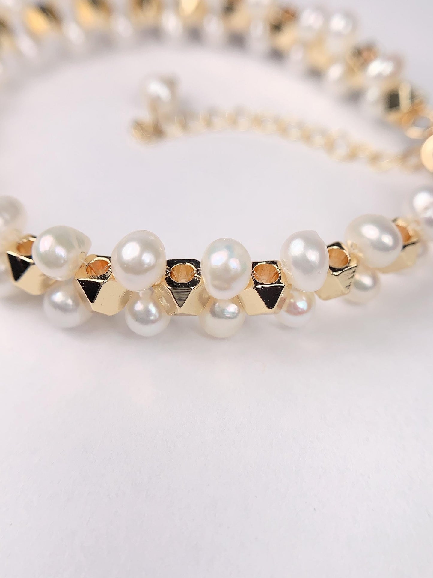 18k Gold Filled Freshwater Pearl Jewelry Set: Necklace, Bracelet & Earrings