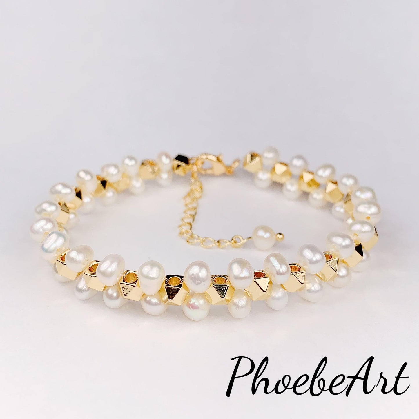 18k Gold Filled Freshwater Pearl Jewelry Set: Necklace, Bracelet & Earrings