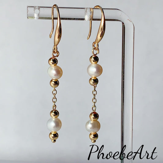 Handmade 14K Gold Filled Pearl Drop Earrings