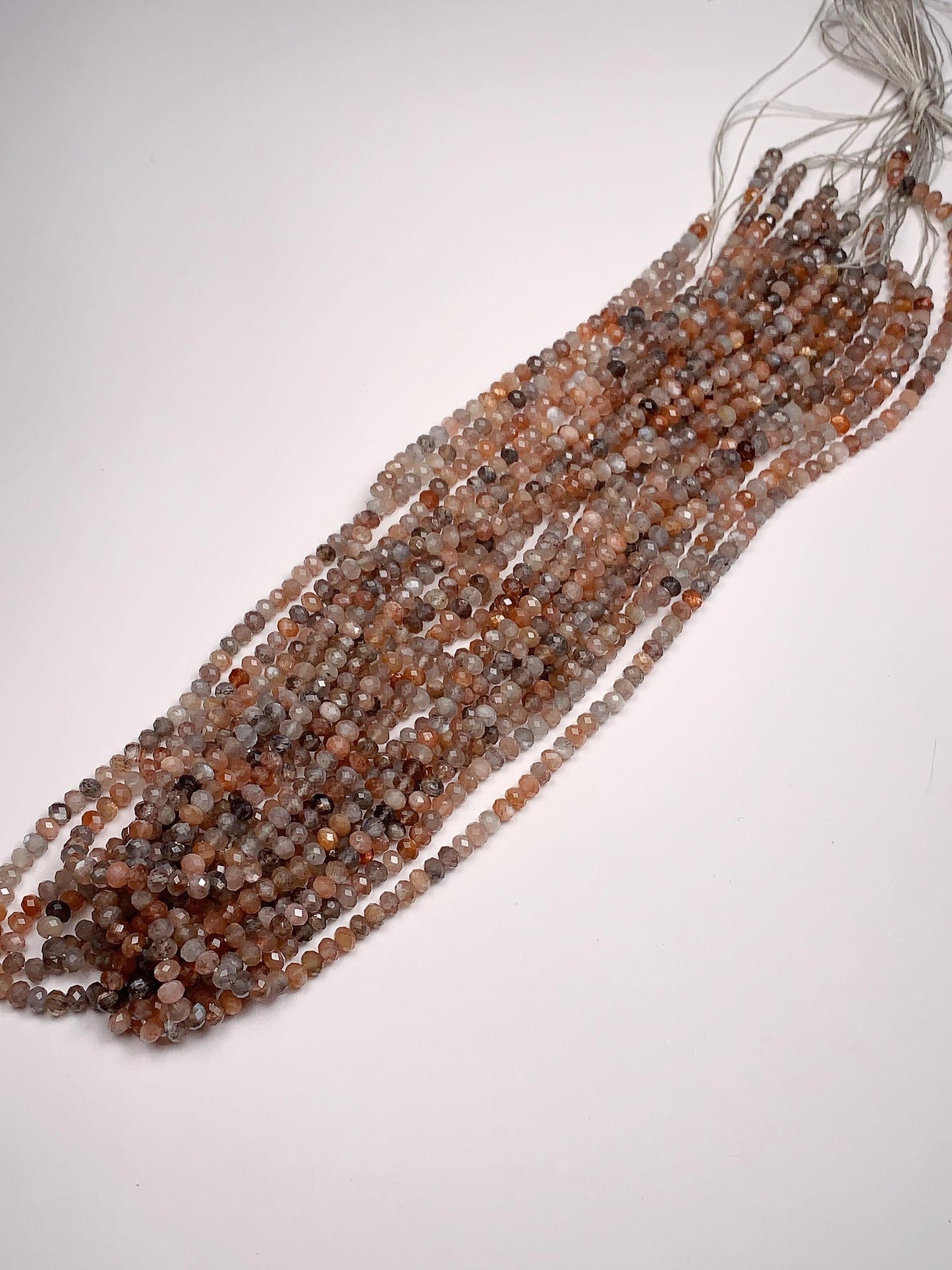 Grade AAA Genuine Natural Gray Black Orange Sundtone Faceted Rondelle Beads 15.5" Strand