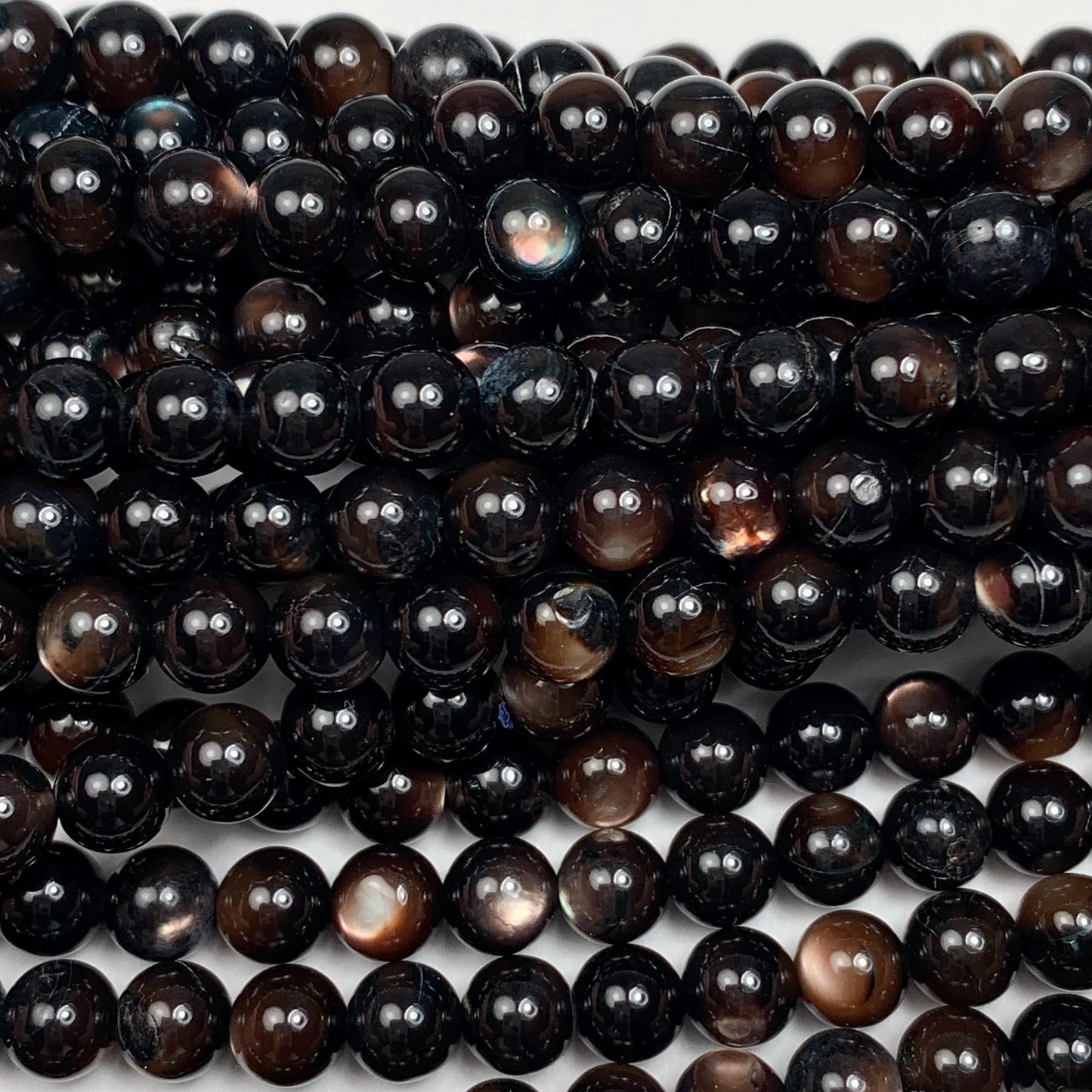Black Mother of Pearl Beads: Deep Green Shell, 15.5" Strand