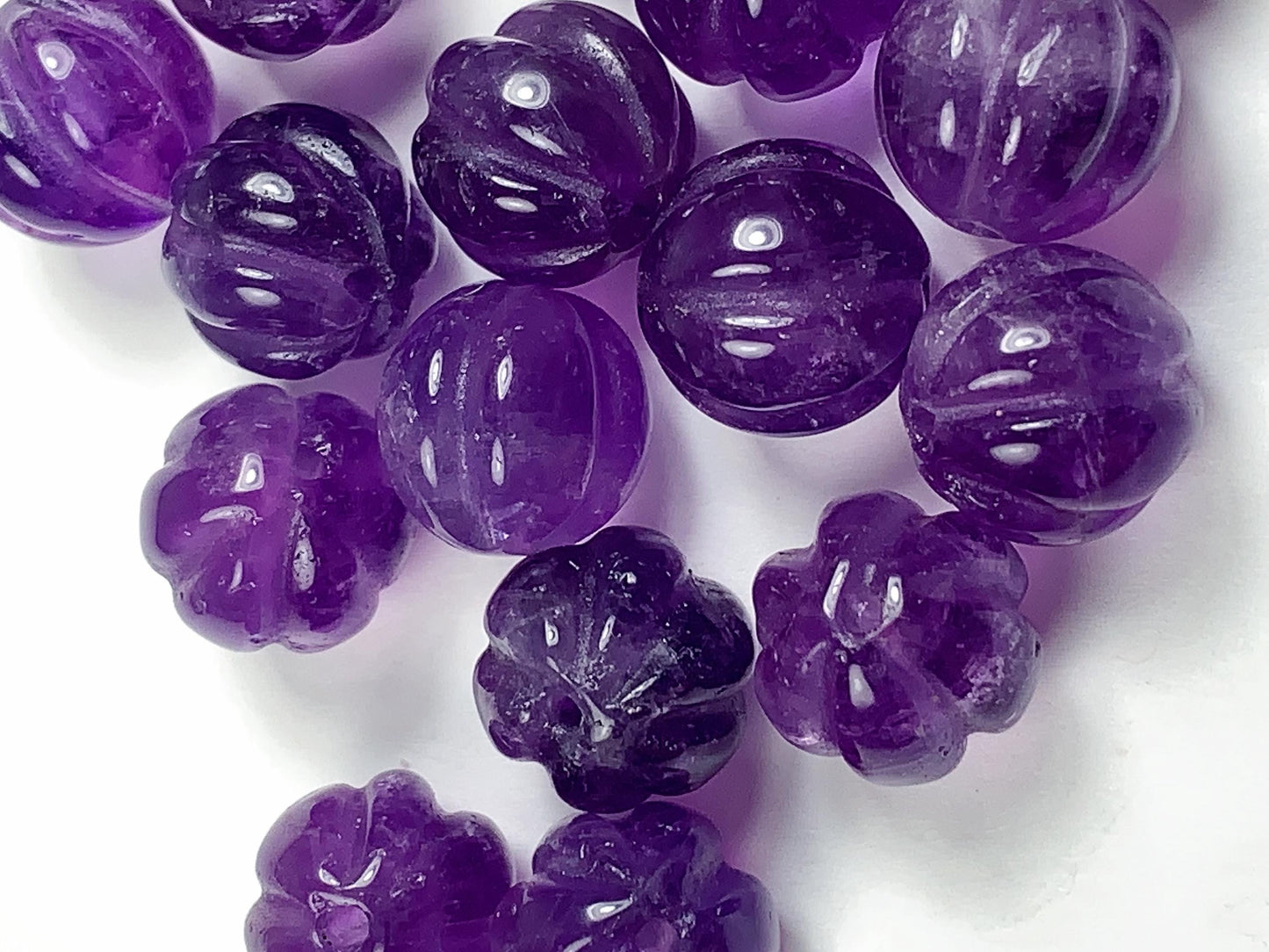 10mm Good Detail Carved  Natural Purple Amethyst Pumpkin beads Loose Gems Gemstone