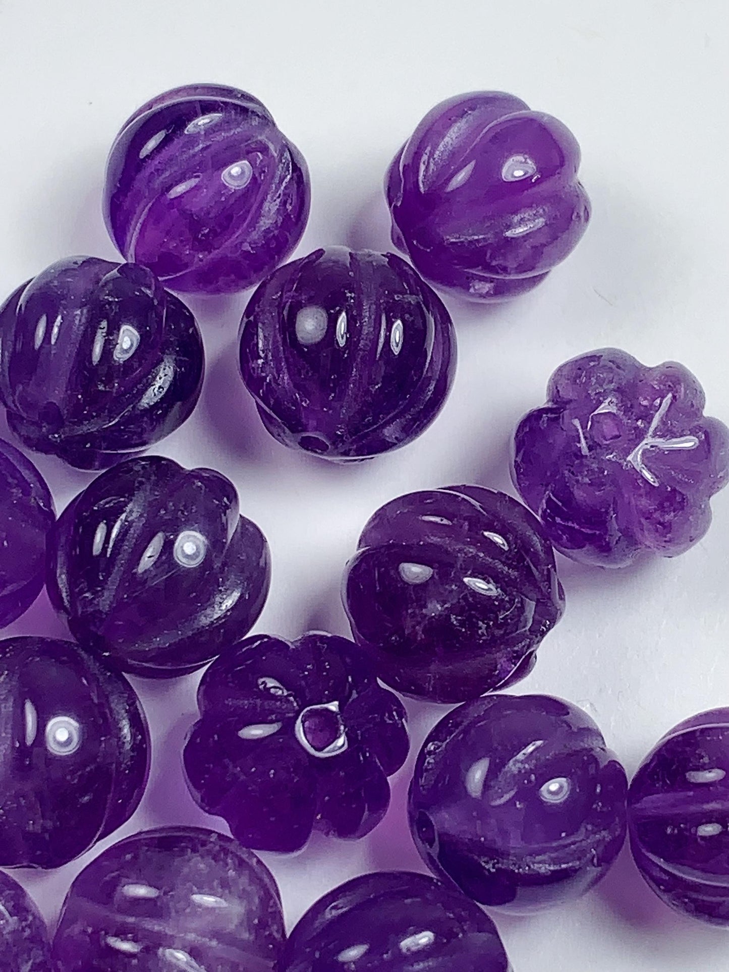 10mm Good Detail Carved  Natural Purple Amethyst Pumpkin beads Loose Gems Gemstone