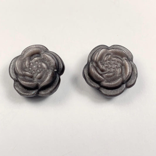 20mm Good Detail Carved  Natural Black Silver Obsidian Rose Flowers beads Loose Gems Gemstone