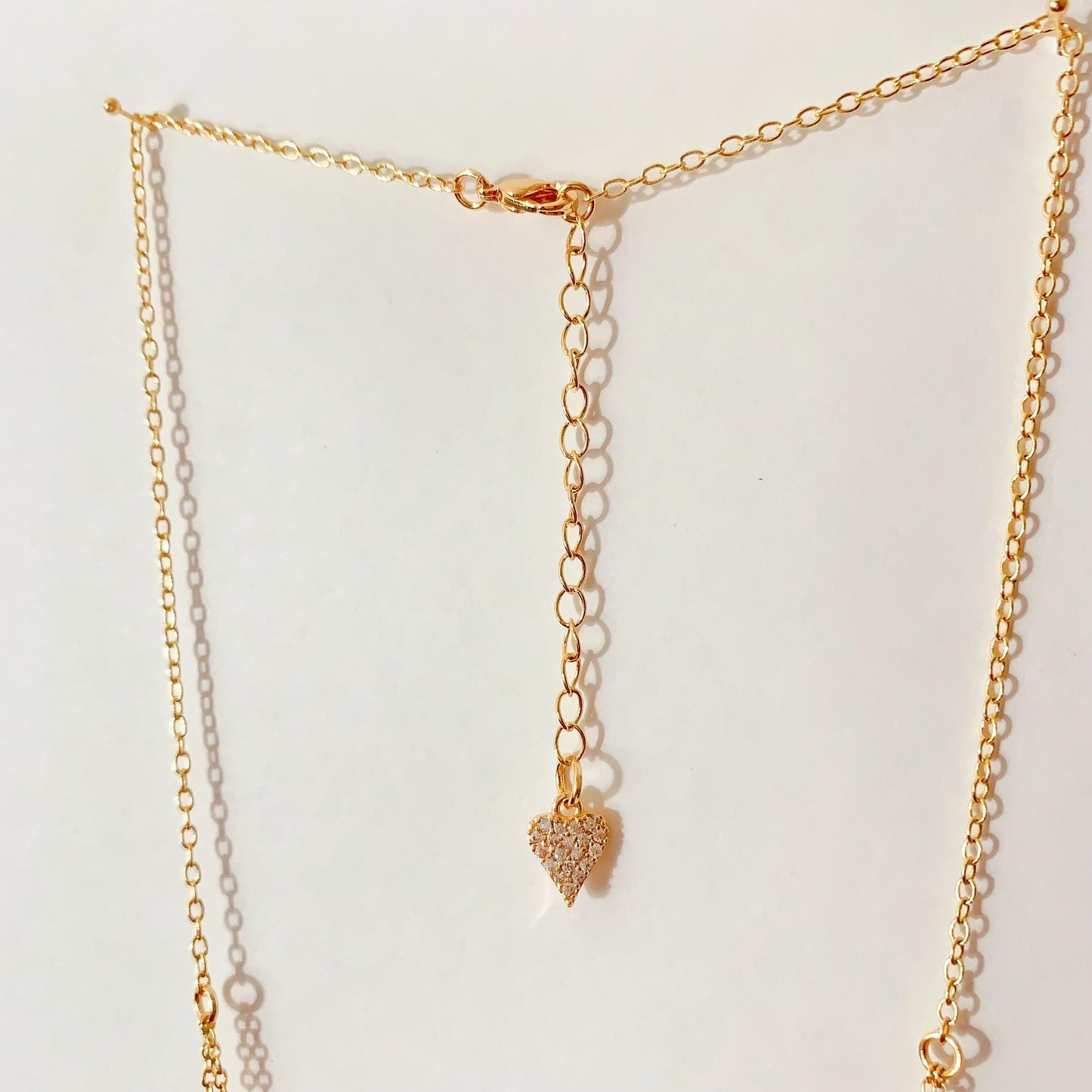 Natural Freshwater White Pearl Necklace Bright Luster Gloss 14K Gold Plated Heart