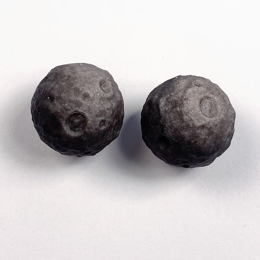 14mm Good Detail Carved  Natural Black silver Obsidian meteorite beads Loose Gems Gemstone