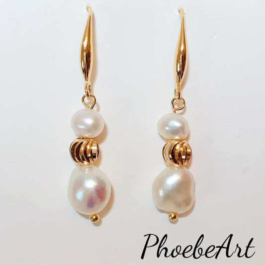 Baroque Pearl Drop Earrings: 14K Gold Filled Dangle Earrings