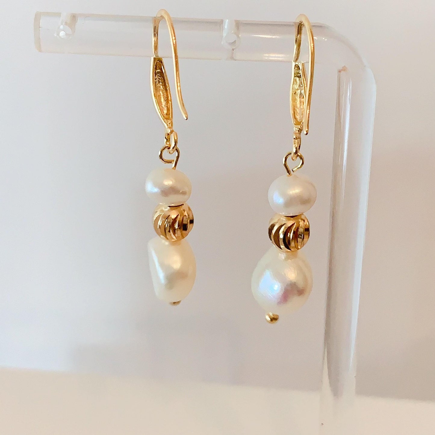 Baroque Pearl Drop Earrings: 14K Gold Filled Dangle Earrings
