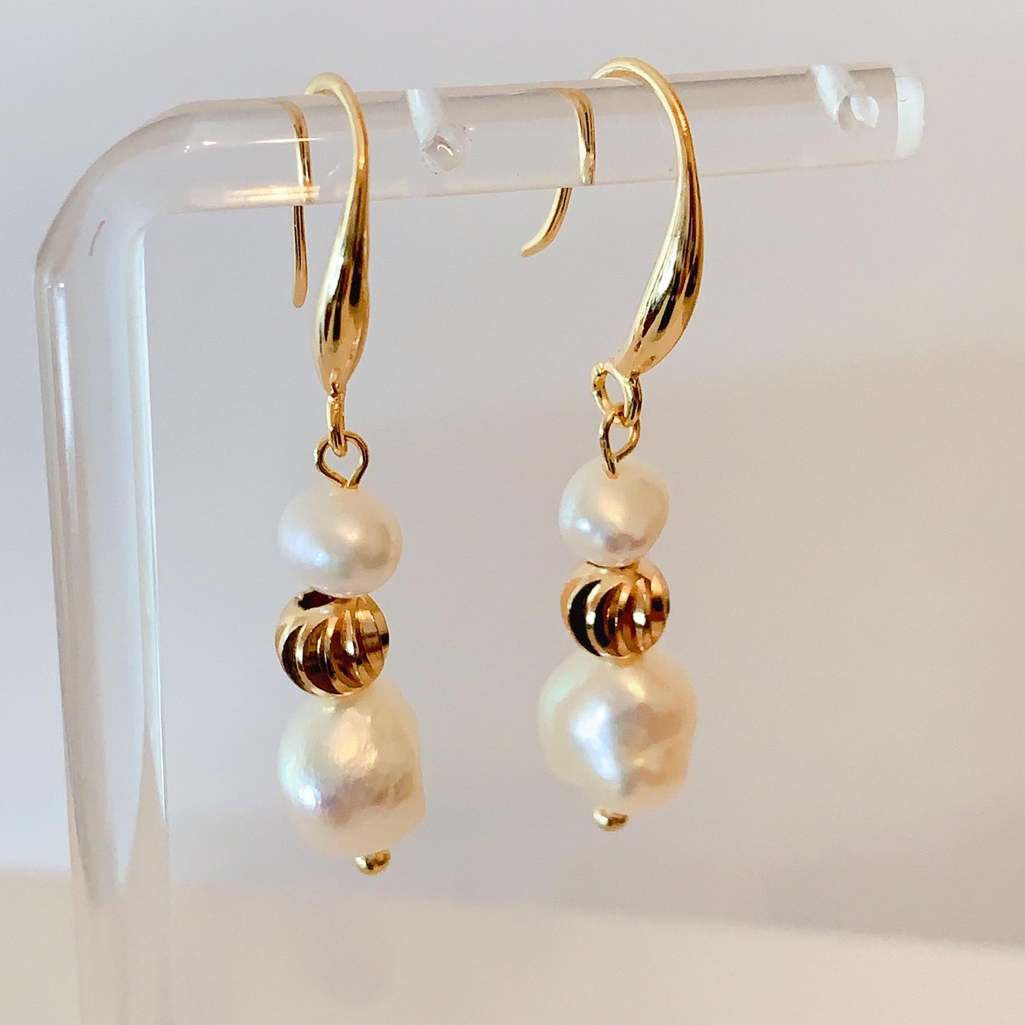 Baroque Pearl Drop Earrings: 14K Gold Filled Dangle Earrings