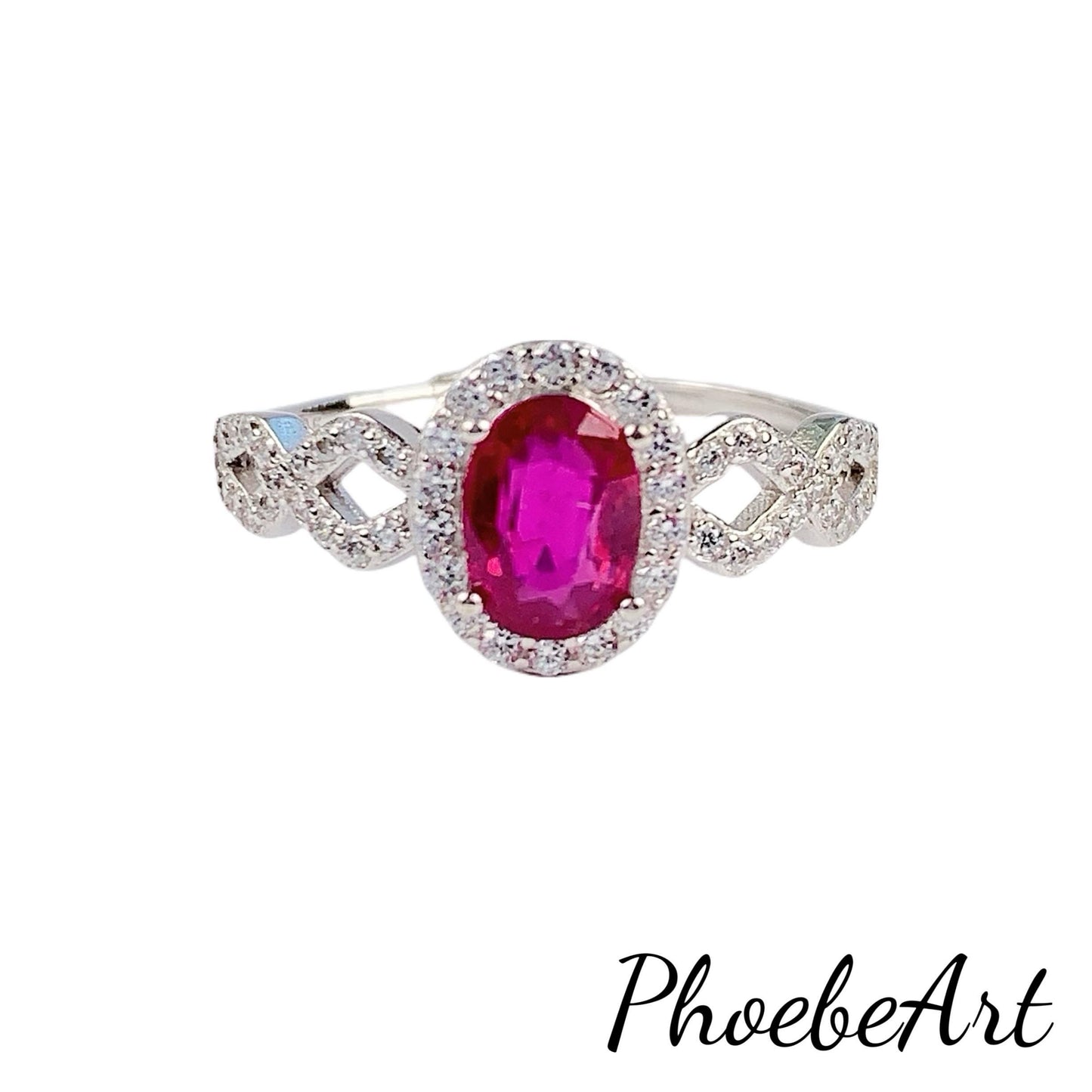 Oval Ruby Ring: 18K Gold Plated Sterling Silver, Adjustable Size