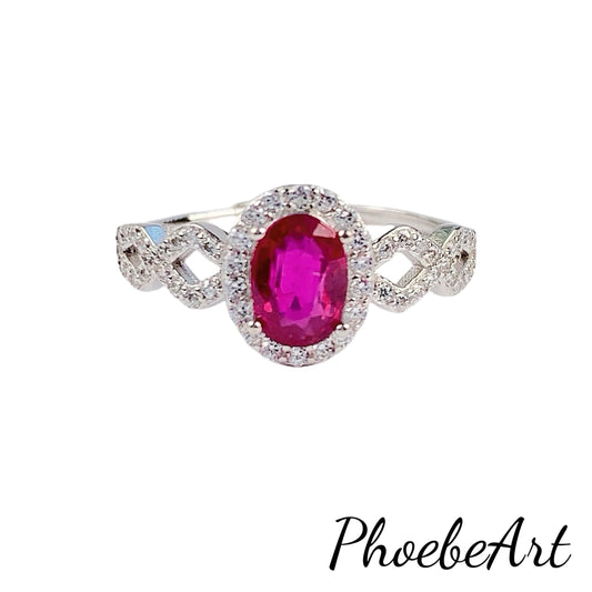 Oval Ruby Ring: 18K Gold Plated Sterling Silver, Adjustable Size
