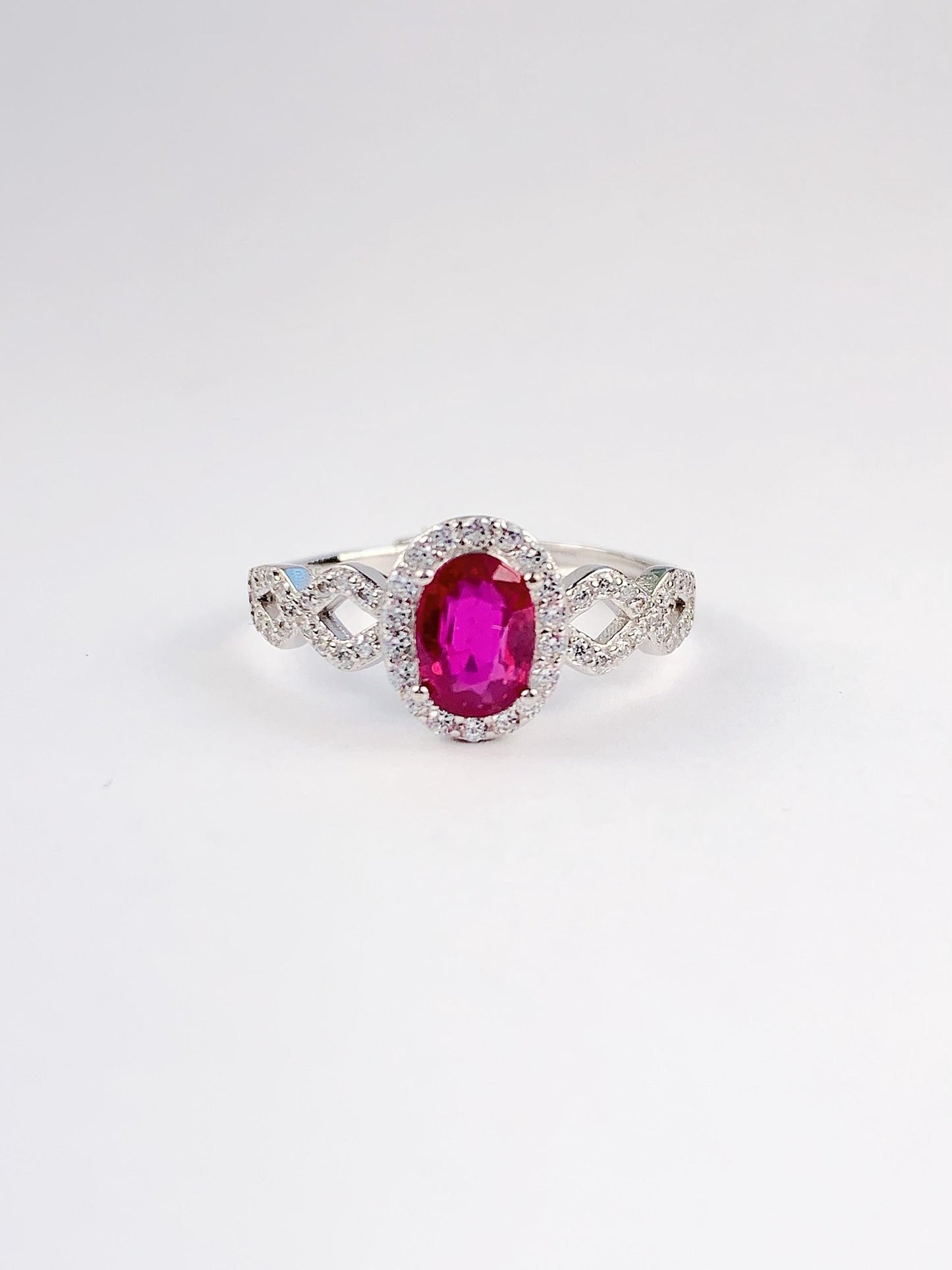 Oval Ruby Ring: 18K Gold Plated Sterling Silver, Adjustable Size