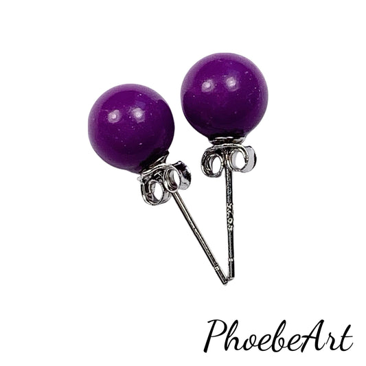 Phosphosiderite Sterling Silver Stud Earrings: 18k Gold Plated (7mm)