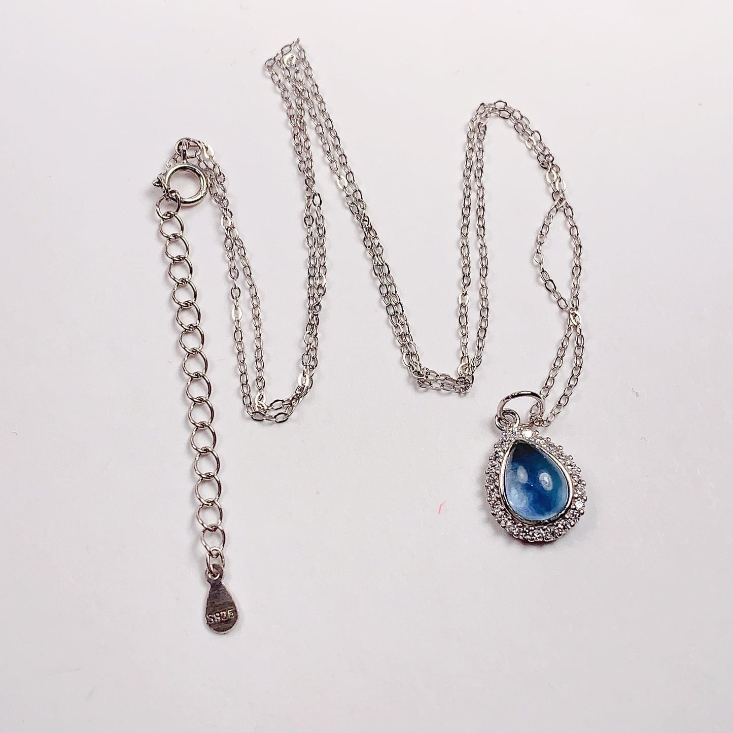 Aquamarine Drop Necklace: 18K Gold Plated Sterling Silver Pendant