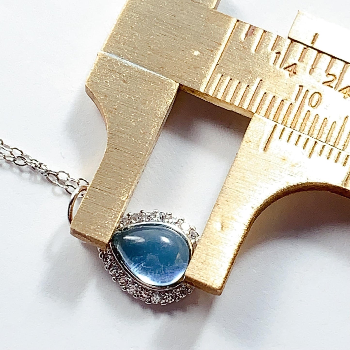 Aquamarine Drop Necklace: 18K Gold Plated Sterling Silver Pendant