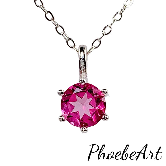 Pink Topaz Sterling Silver Pendant Necklace: 18K Gold Plated