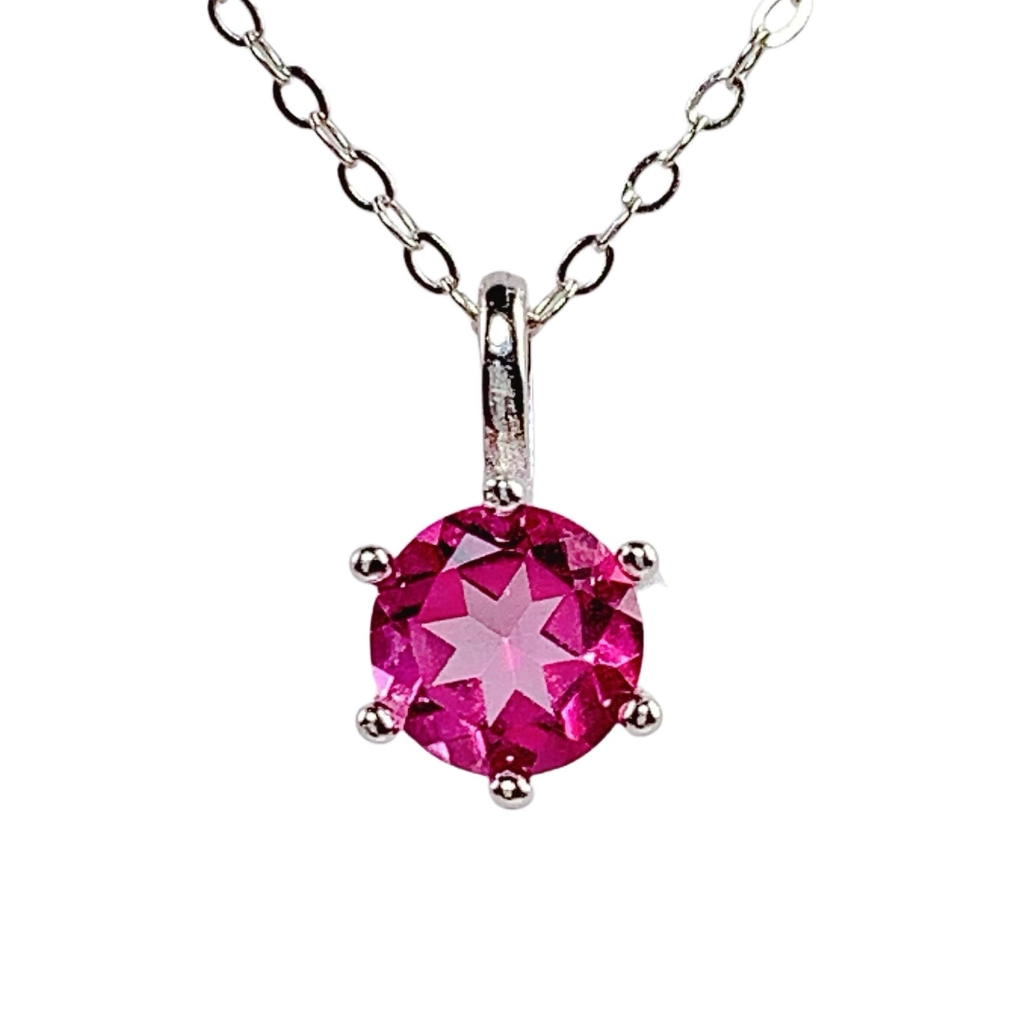 Pink Topaz Sterling Silver Pendant Necklace: 18K Gold Plated