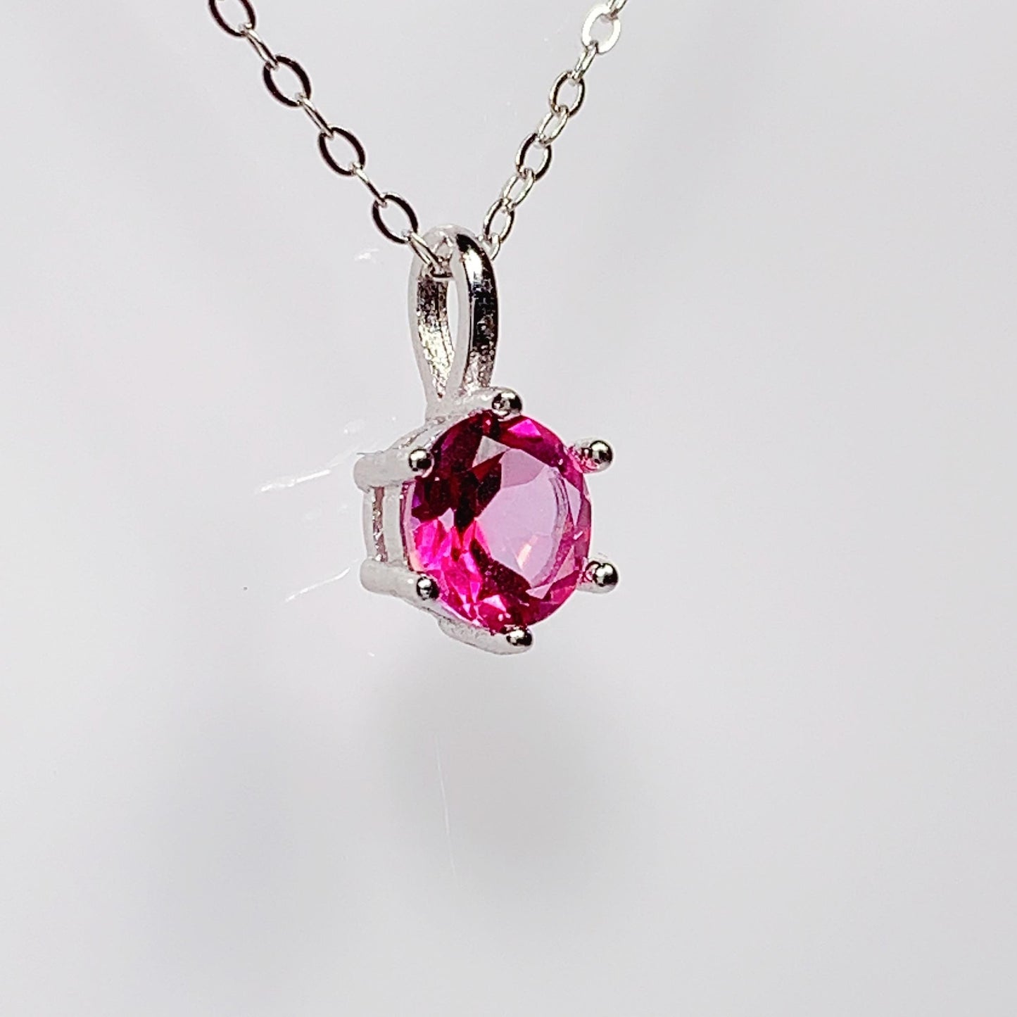 Pink Topaz Sterling Silver Pendant Necklace: 18K Gold Plated