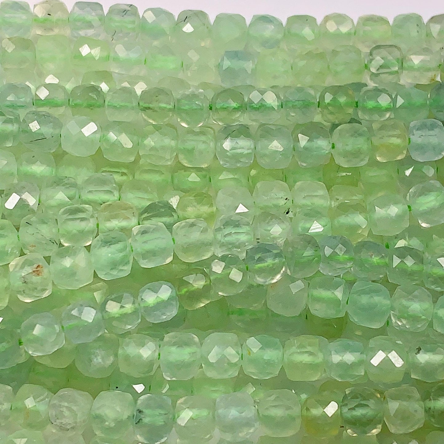 4.5mm+ high quality Genuine Natural green  Prehnite Faceted Cube Square Beads 15.5" Strand