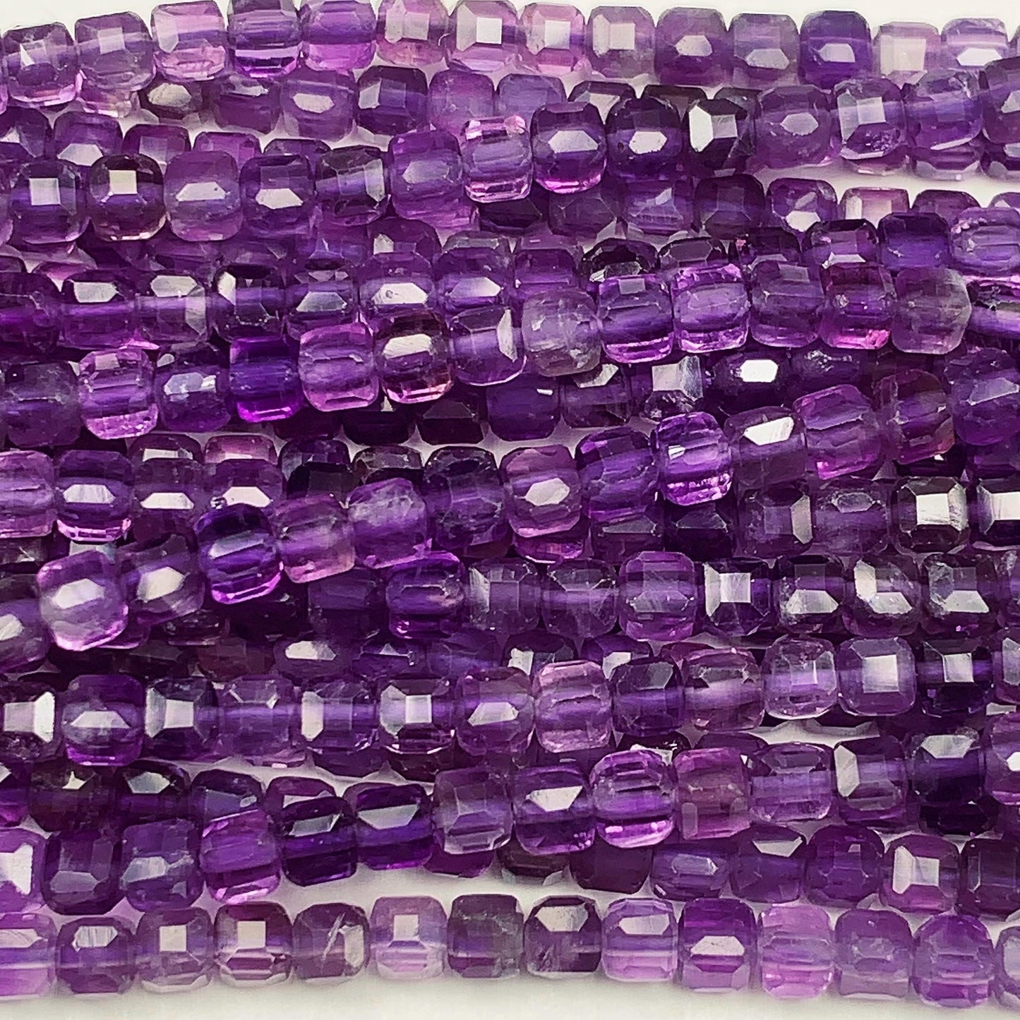 3mm AAA Natural Deep Purple Amethyst Faceted Cube Square Beads 15.5 Stand Gemstone