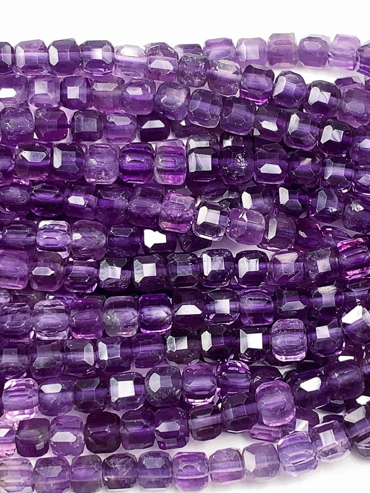 3mm AAA Natural Deep Purple Amethyst Faceted Cube Square Beads 15.5 Stand Gemstone