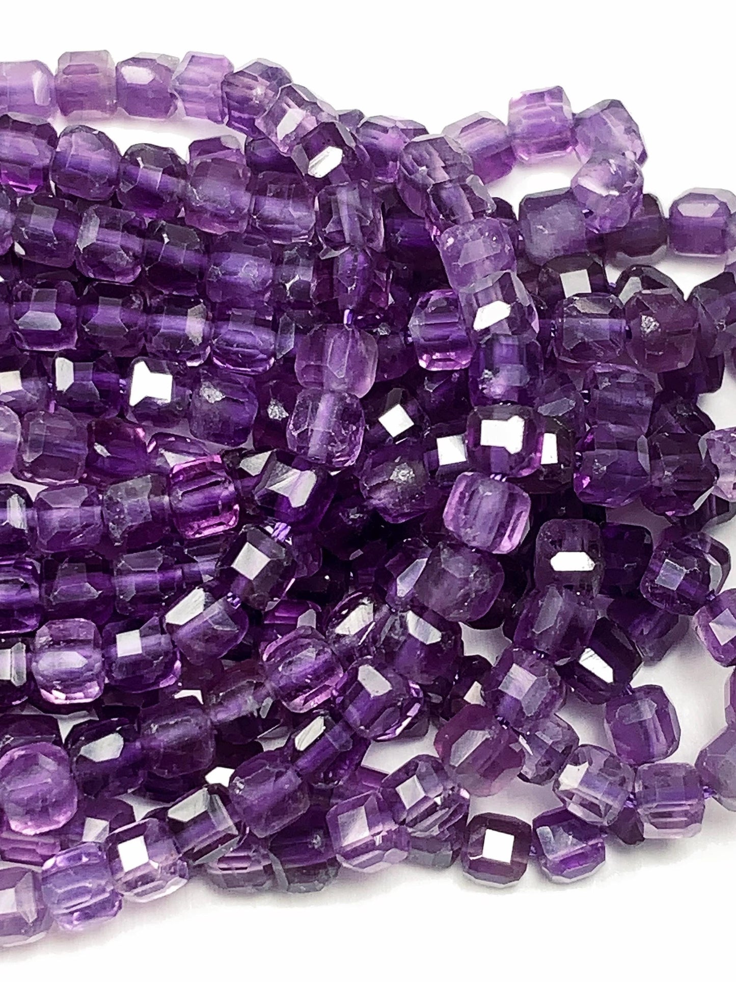 3mm AAA Natural Deep Purple Amethyst Faceted Cube Square Beads 15.5 Stand Gemstone