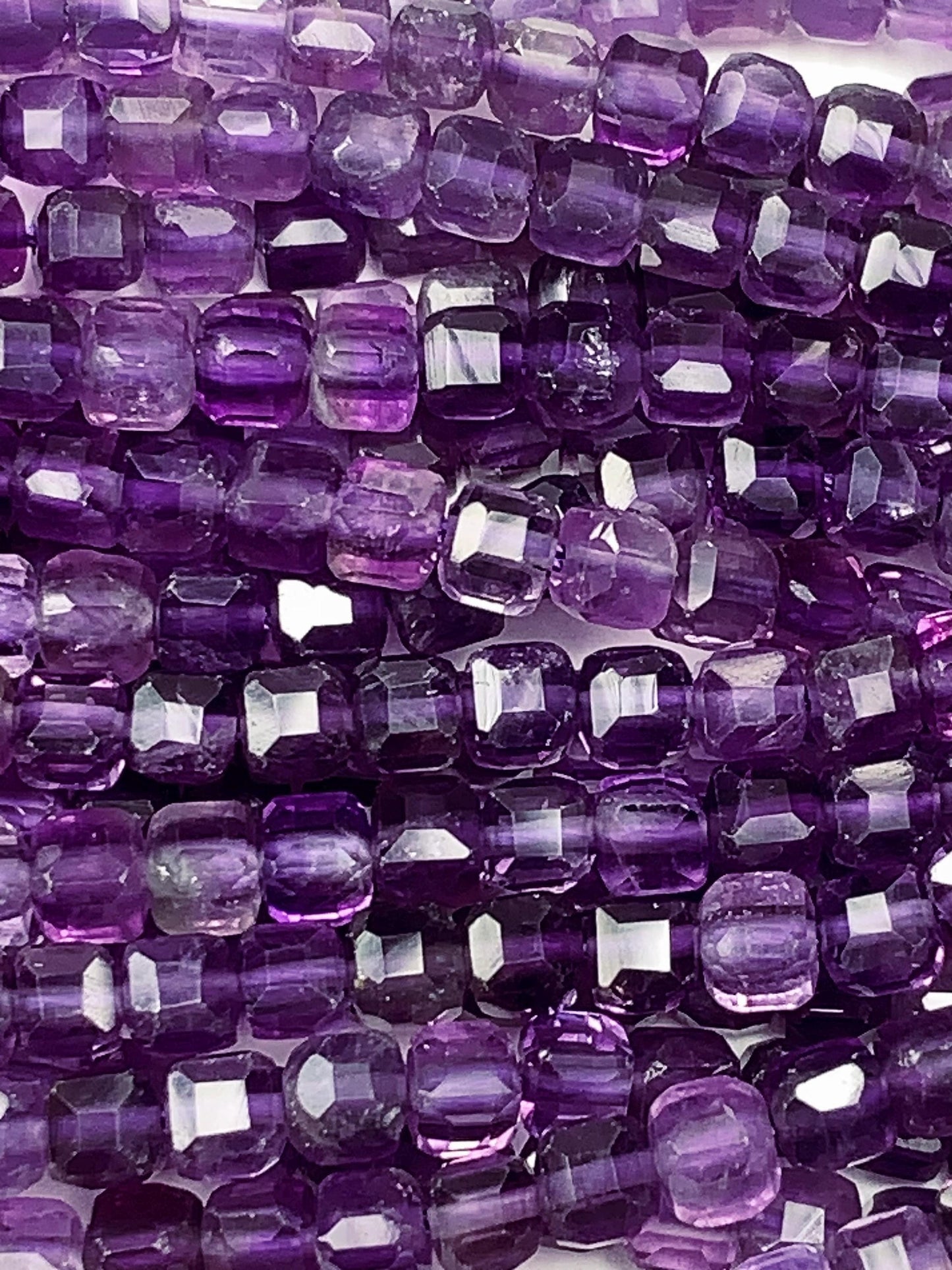 3mm AAA Natural Deep Purple Amethyst Faceted Cube Square Beads 15.5 Stand Gemstone
