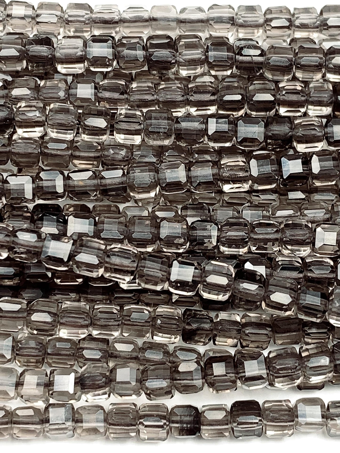 AAA Ice Smoky Obsidian Beads: 3mm Faceted Cube, 15.5" Strand
