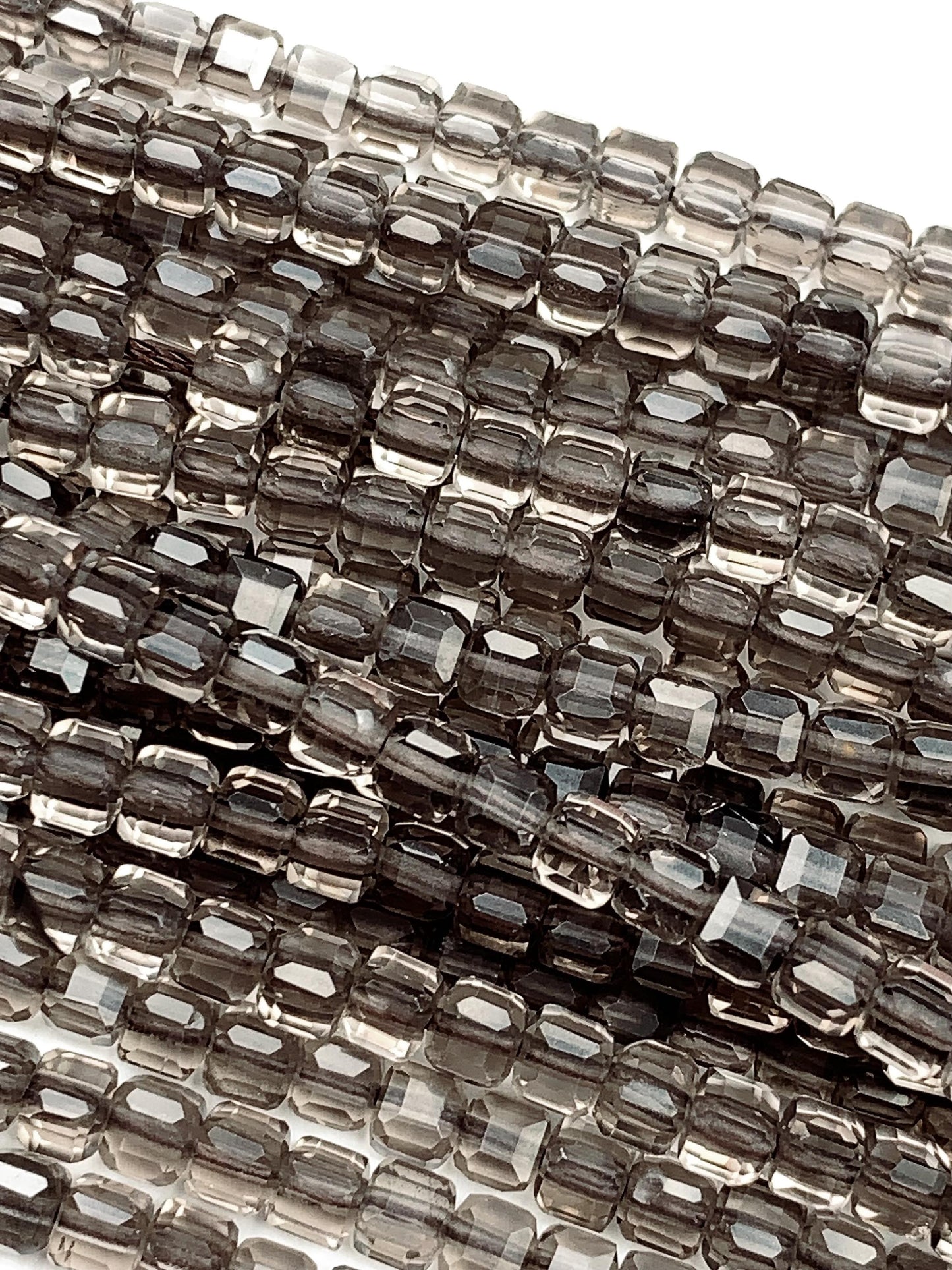 AAA Ice Smoky Obsidian Beads: 3mm Faceted Cube, 15.5" Strand