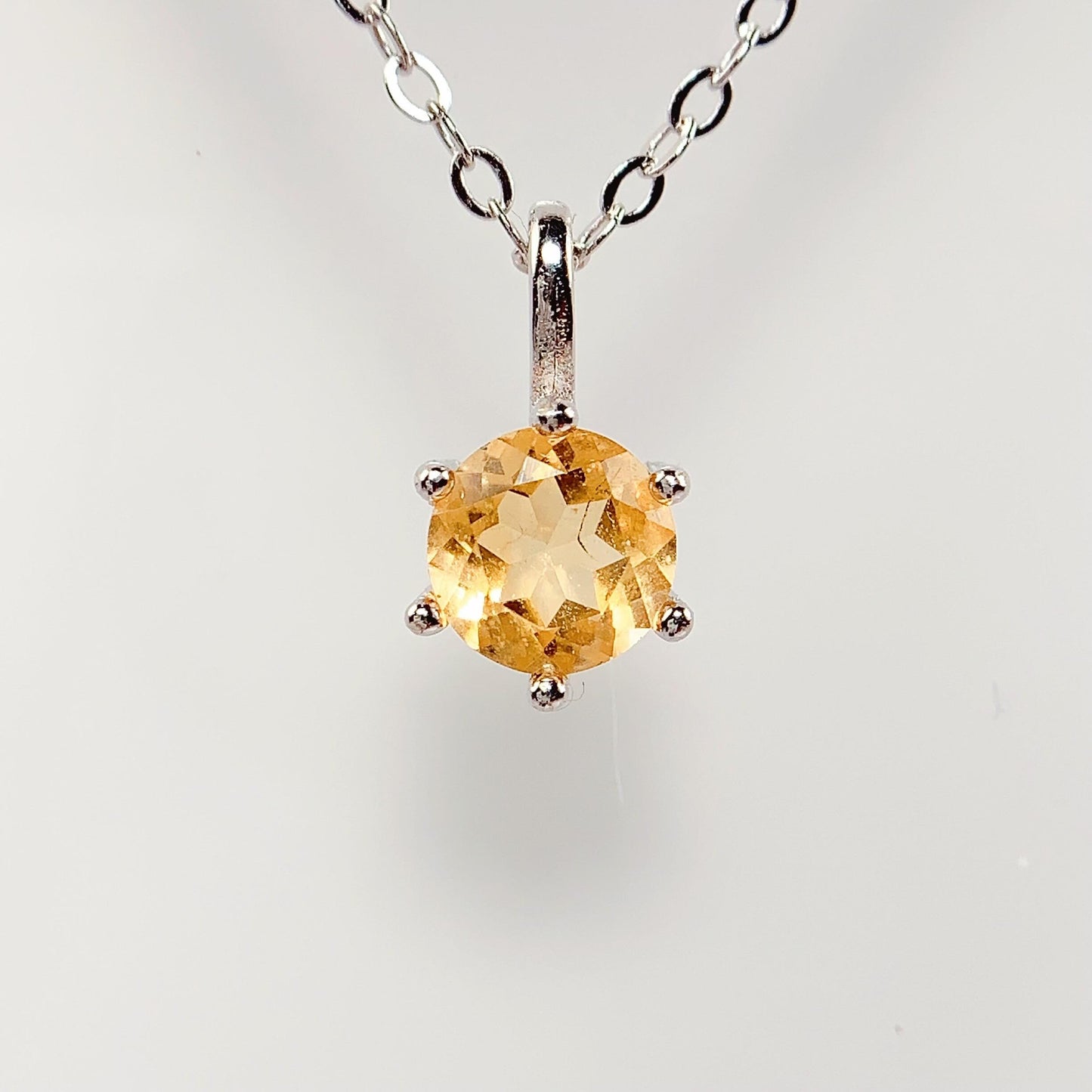 Citrine Pendant Necklace: 18K Gold Plated Sterling Silver, November Birthstone