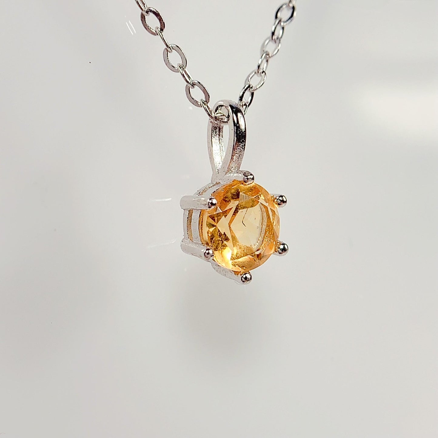 Citrine Pendant Necklace: 18K Gold Plated Sterling Silver, November Birthstone