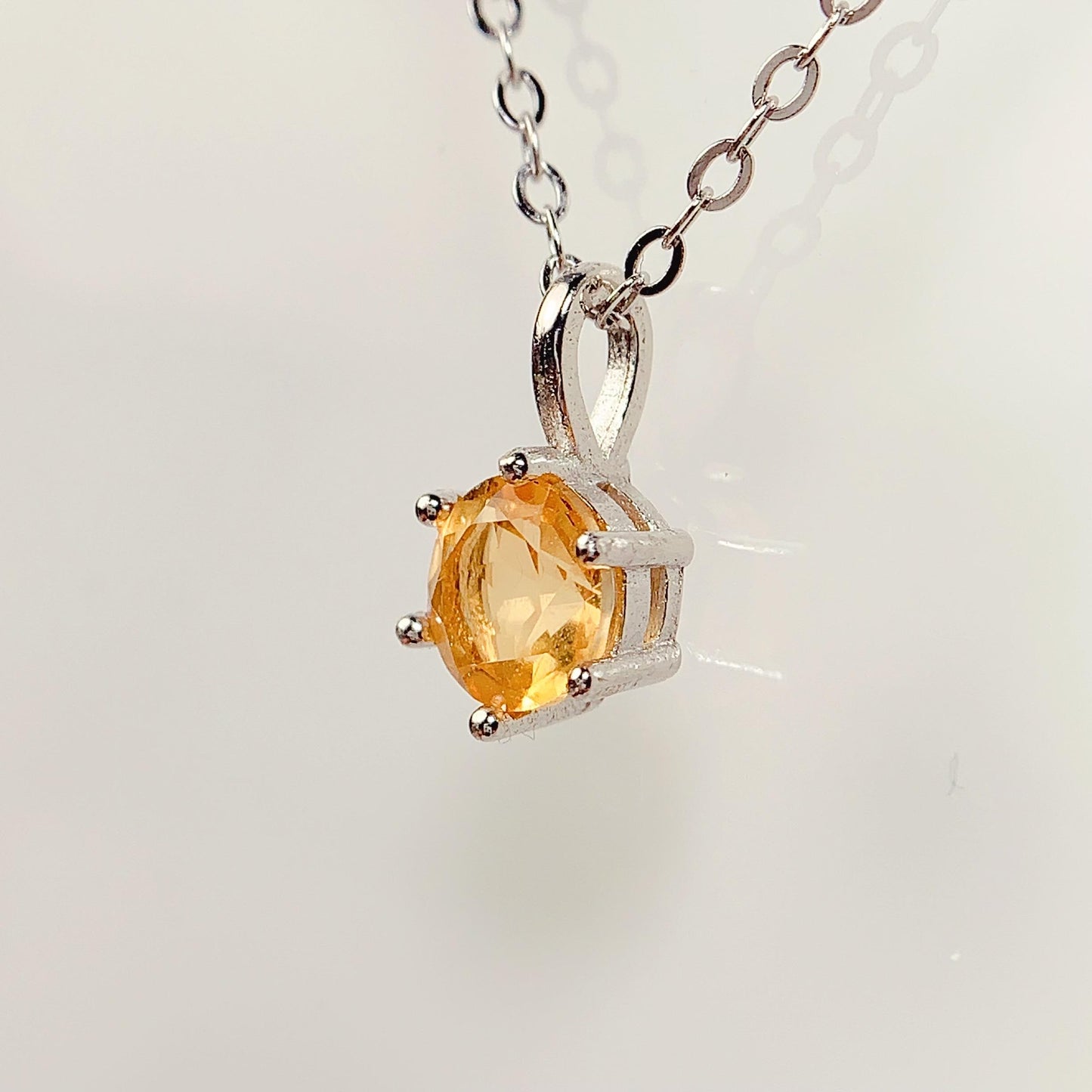 Citrine Pendant Necklace: 18K Gold Plated Sterling Silver, November Birthstone