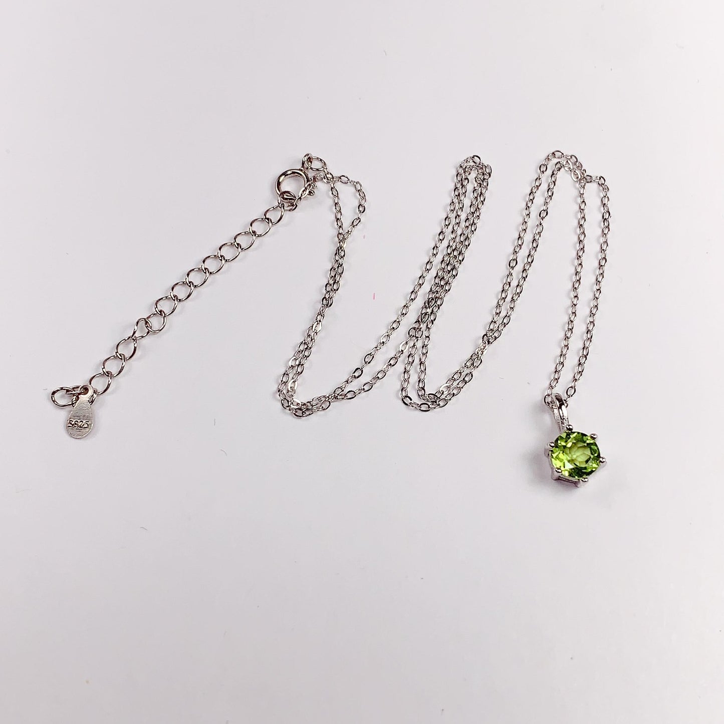Green Peridot Sterling Silver Necklace: 18K Gold Plated Pendant