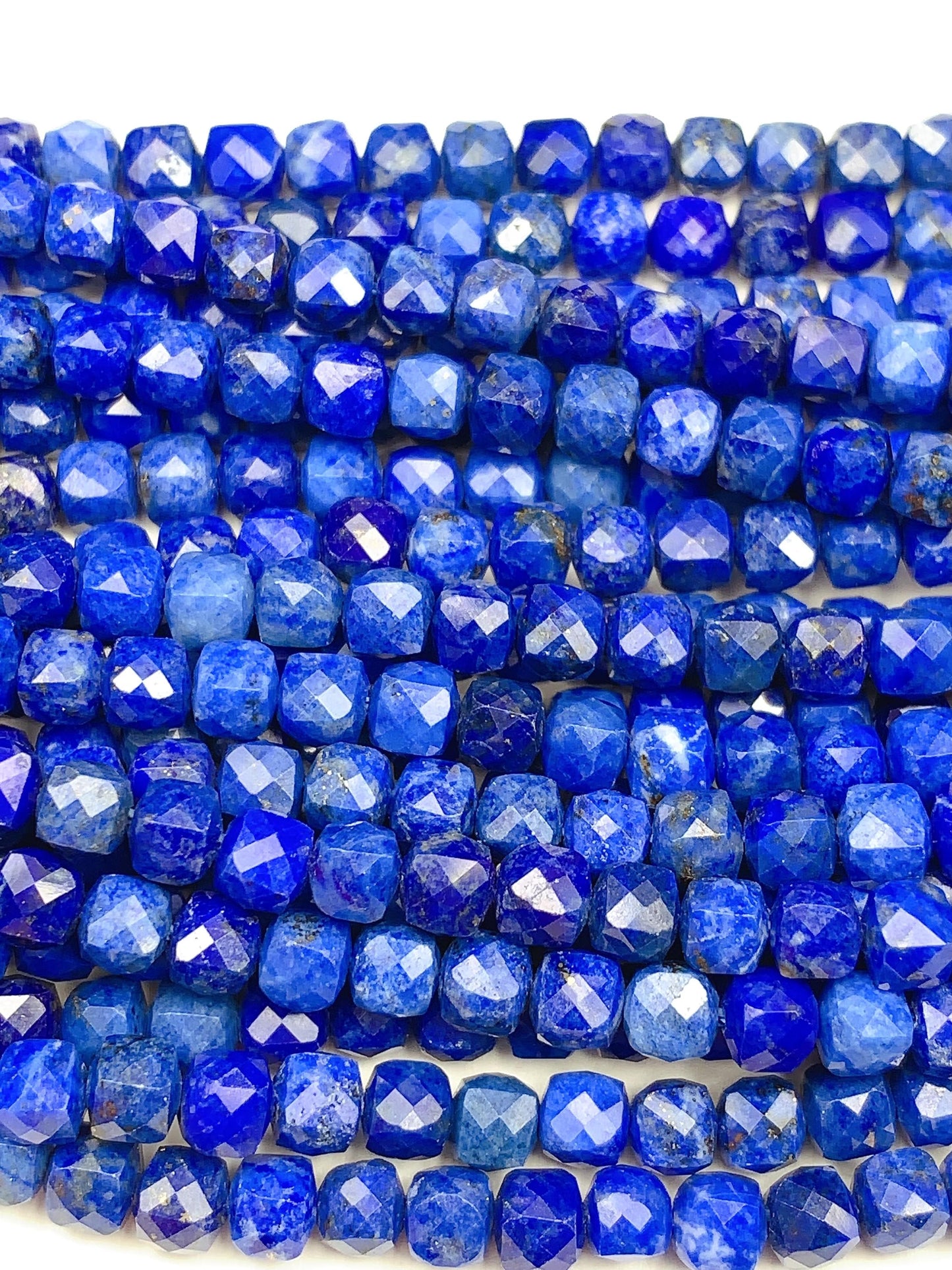 4.5mm+ No Dyed Natural Blue  lapis lazuli Faceted Cube Square Beads 15.5" Strand