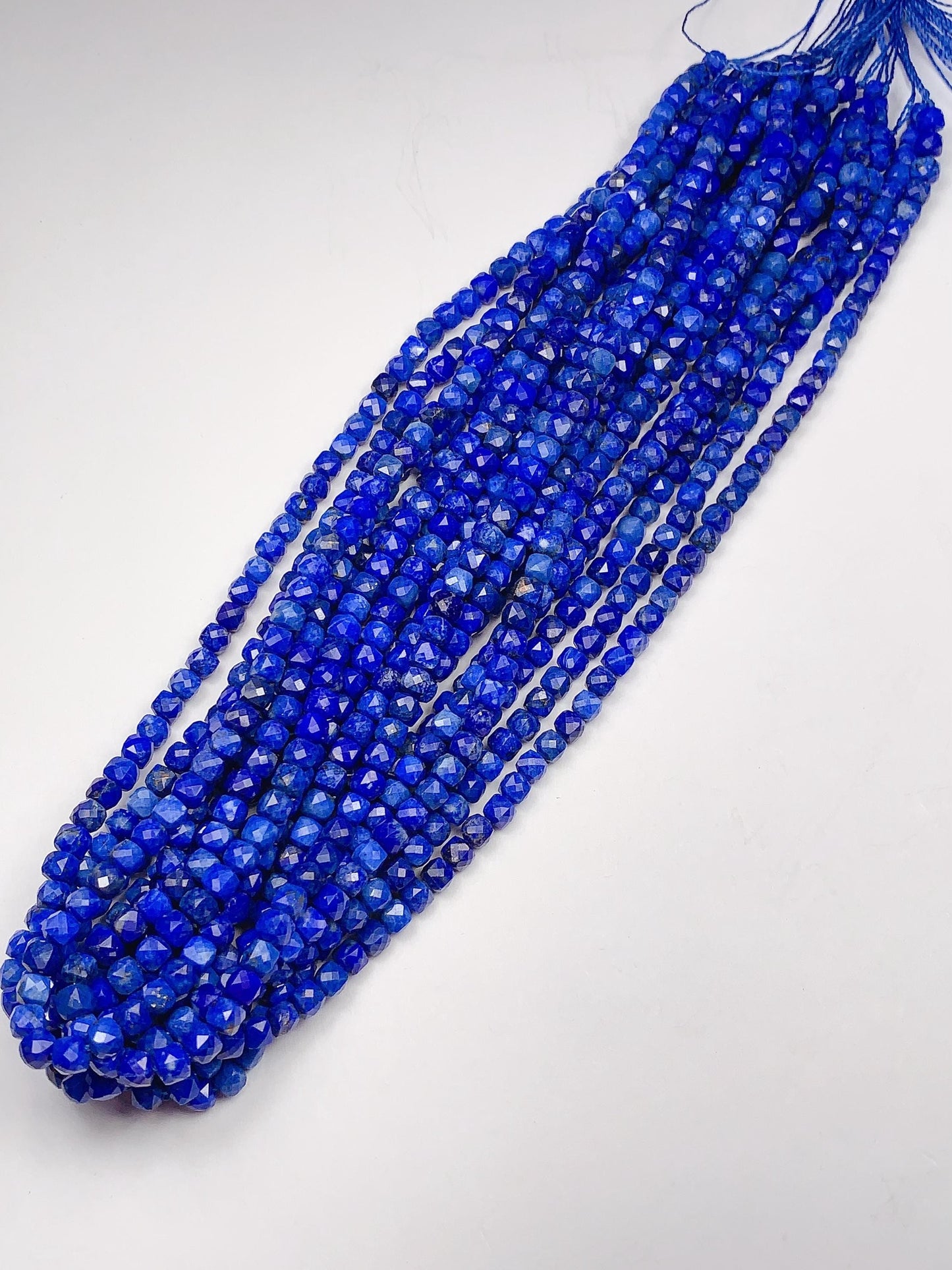 4.5mm+ No Dyed Natural Blue  lapis lazuli Faceted Cube Square Beads 15.5" Strand