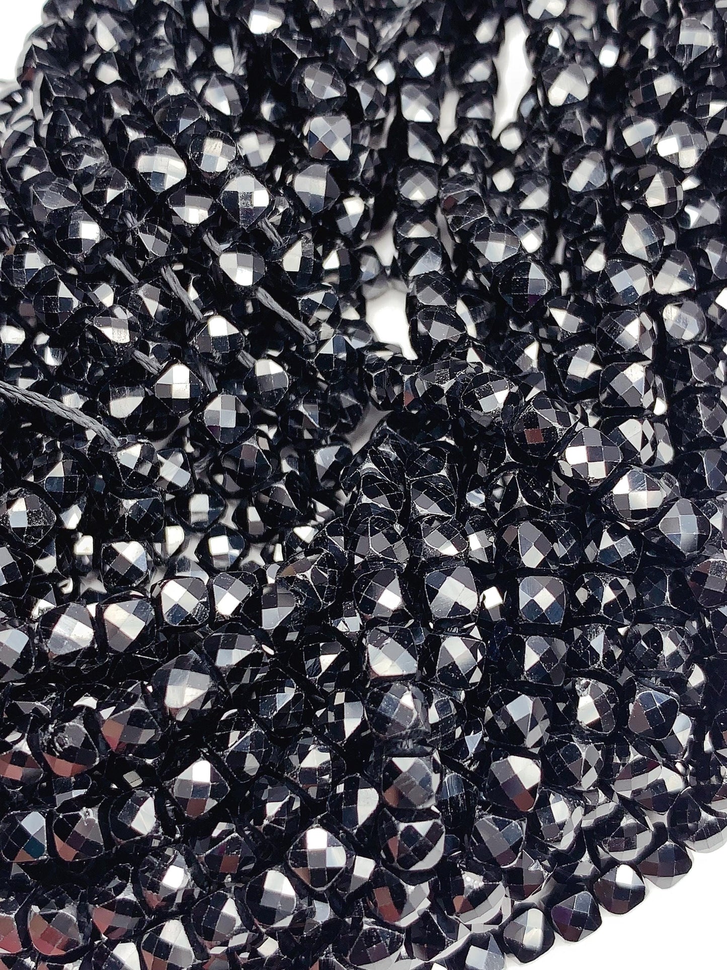 4mm AAA Black Spinel Beads: Faceted Cube Square, 15.5" Strand