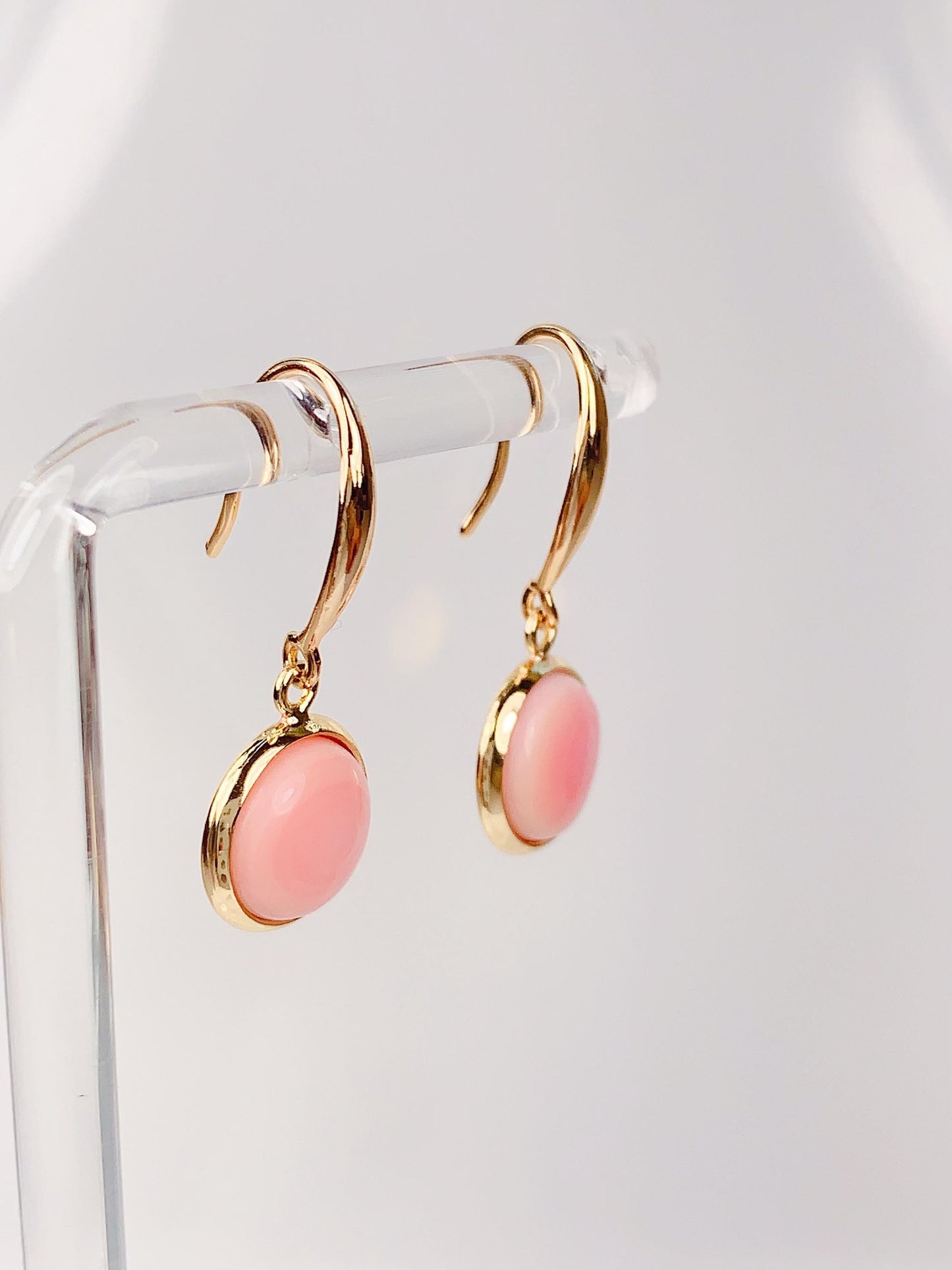 14k Gold Filled Pink Conch Earrings: Sterling Silver Studs