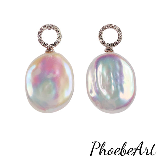 Oval Freshwater Pearl Earrings: 18k Gold Plated Sterling Silver Studs