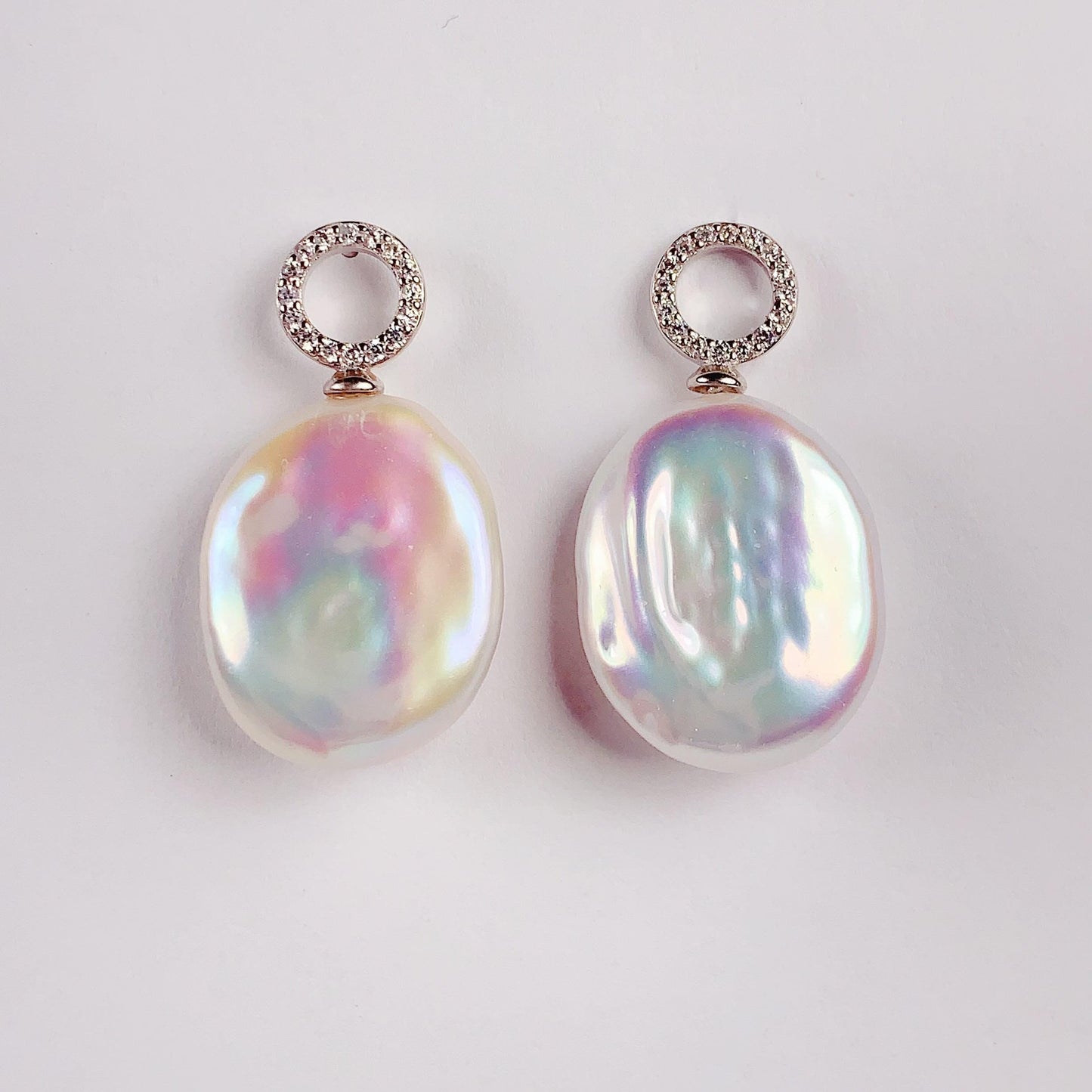 Oval Freshwater Pearl Earrings: 18k Gold Plated Sterling Silver Studs