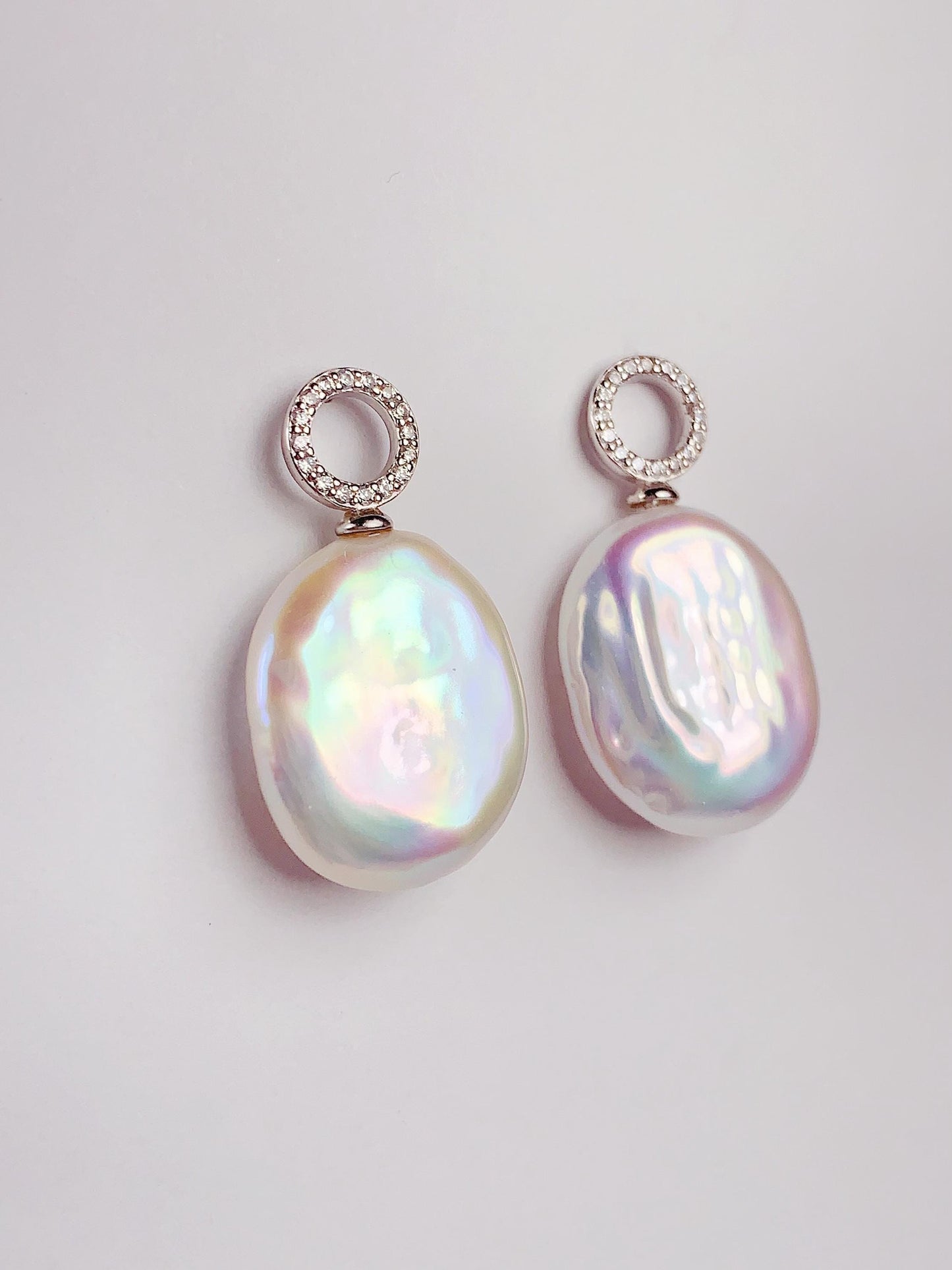 Oval Freshwater Pearl Earrings: 18k Gold Plated Sterling Silver Studs