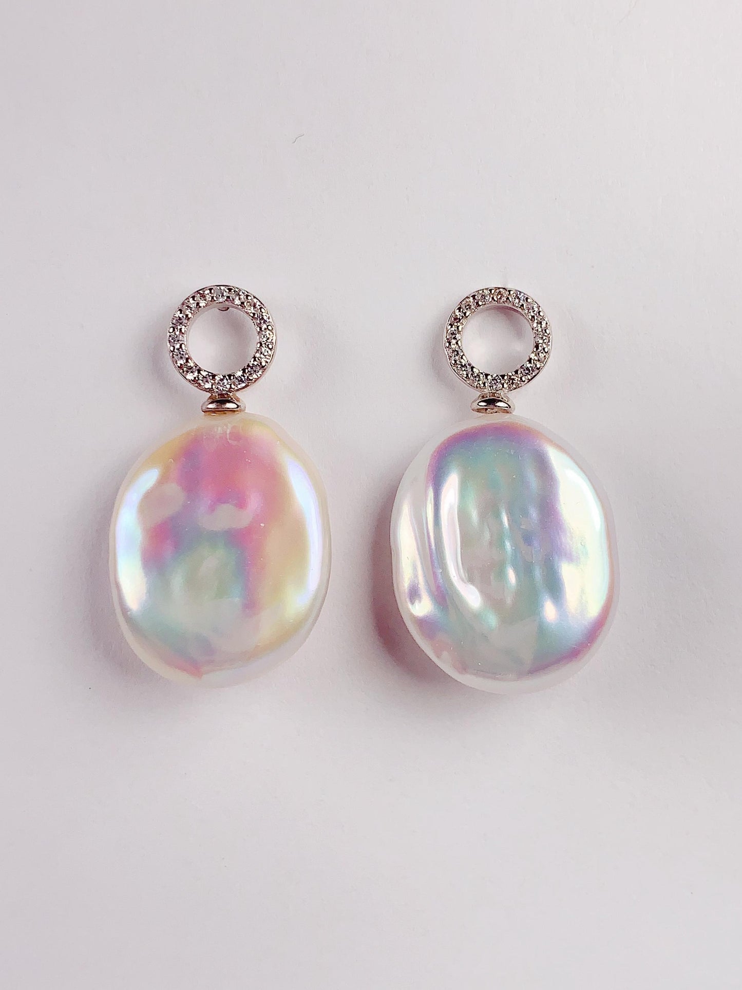 Oval Freshwater Pearl Earrings: 18k Gold Plated Sterling Silver Studs